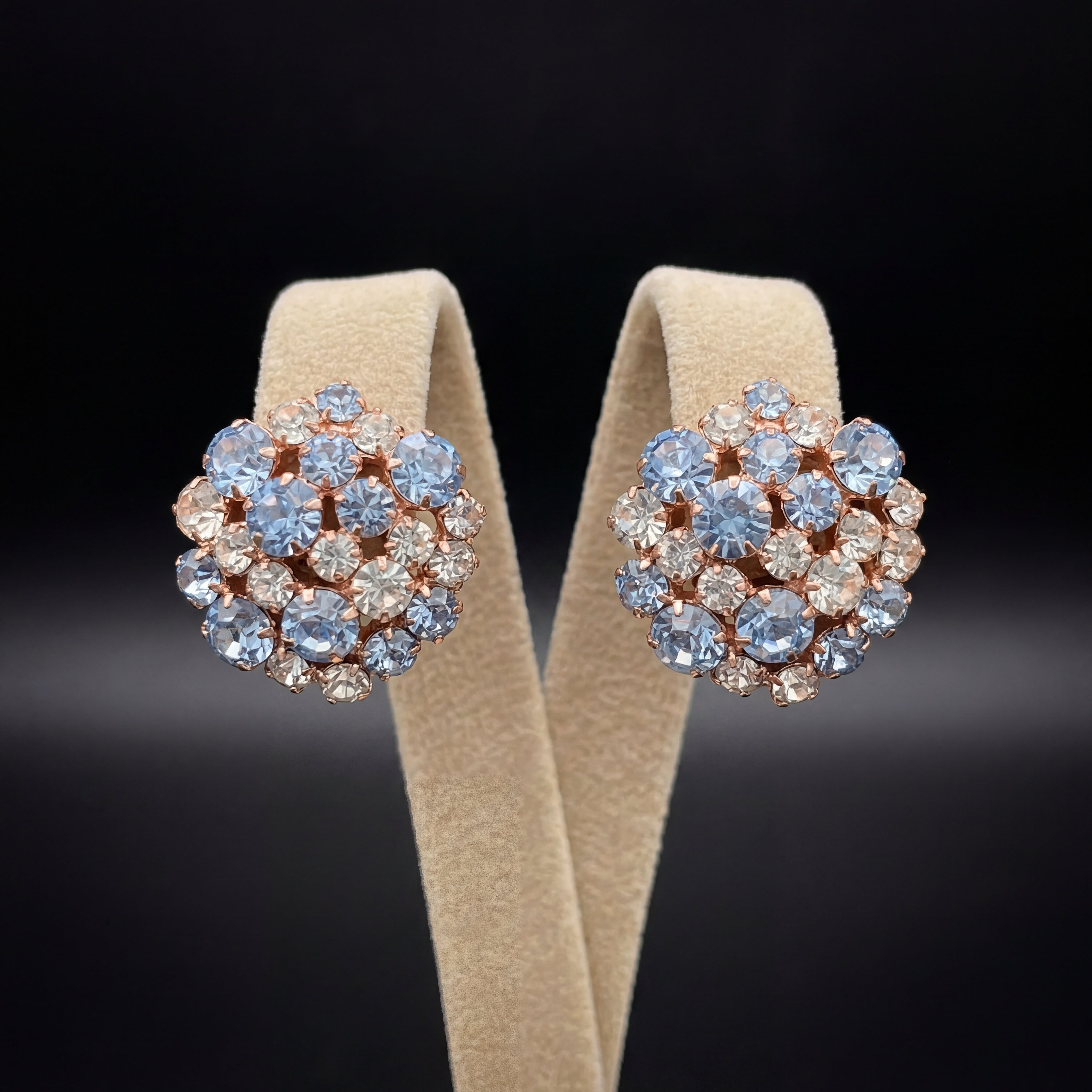Freya orecchini - Oro Rosa - Azzurro Polvere Crystal