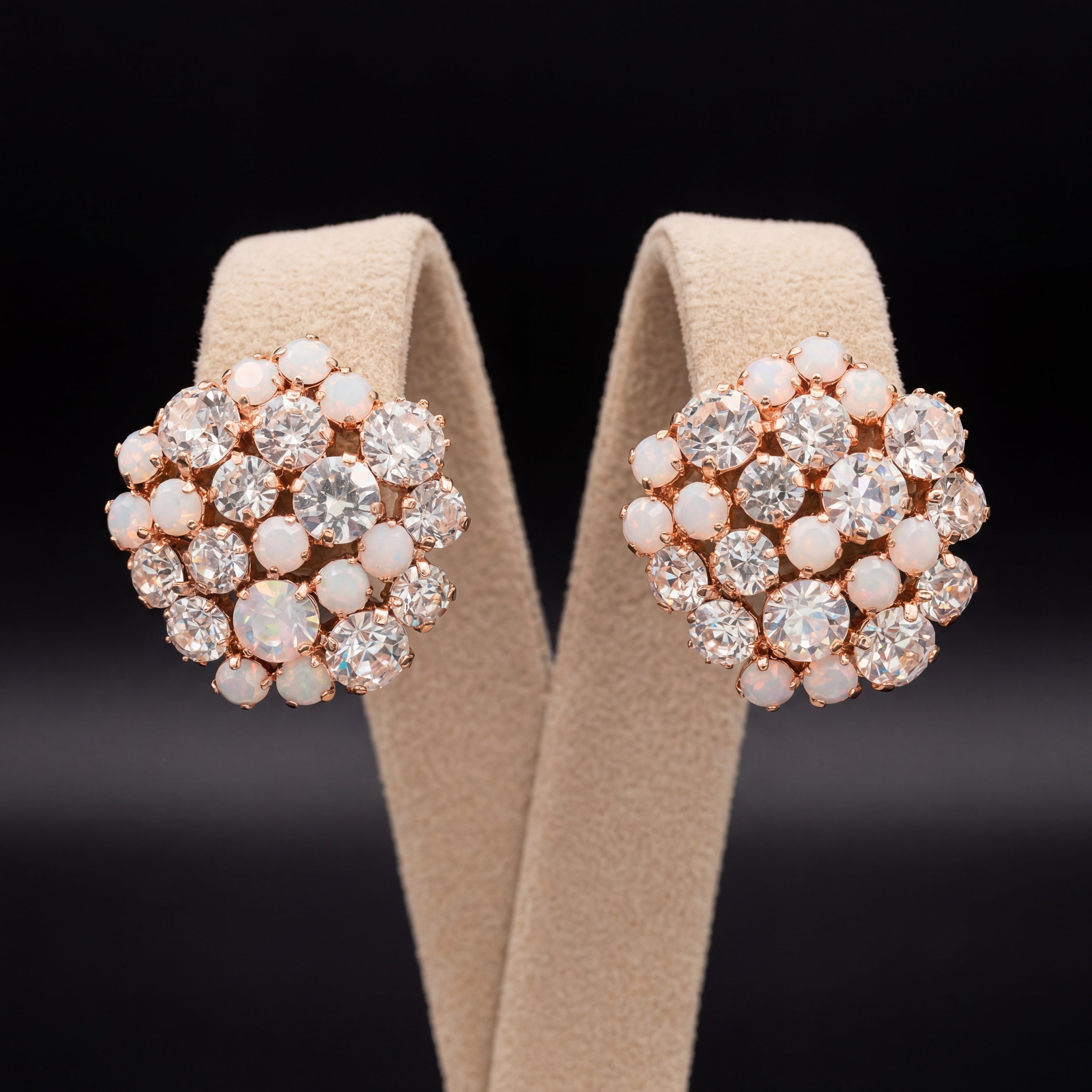 Freya orecchini - Oro Rosa - Bianco Opale Crystal
