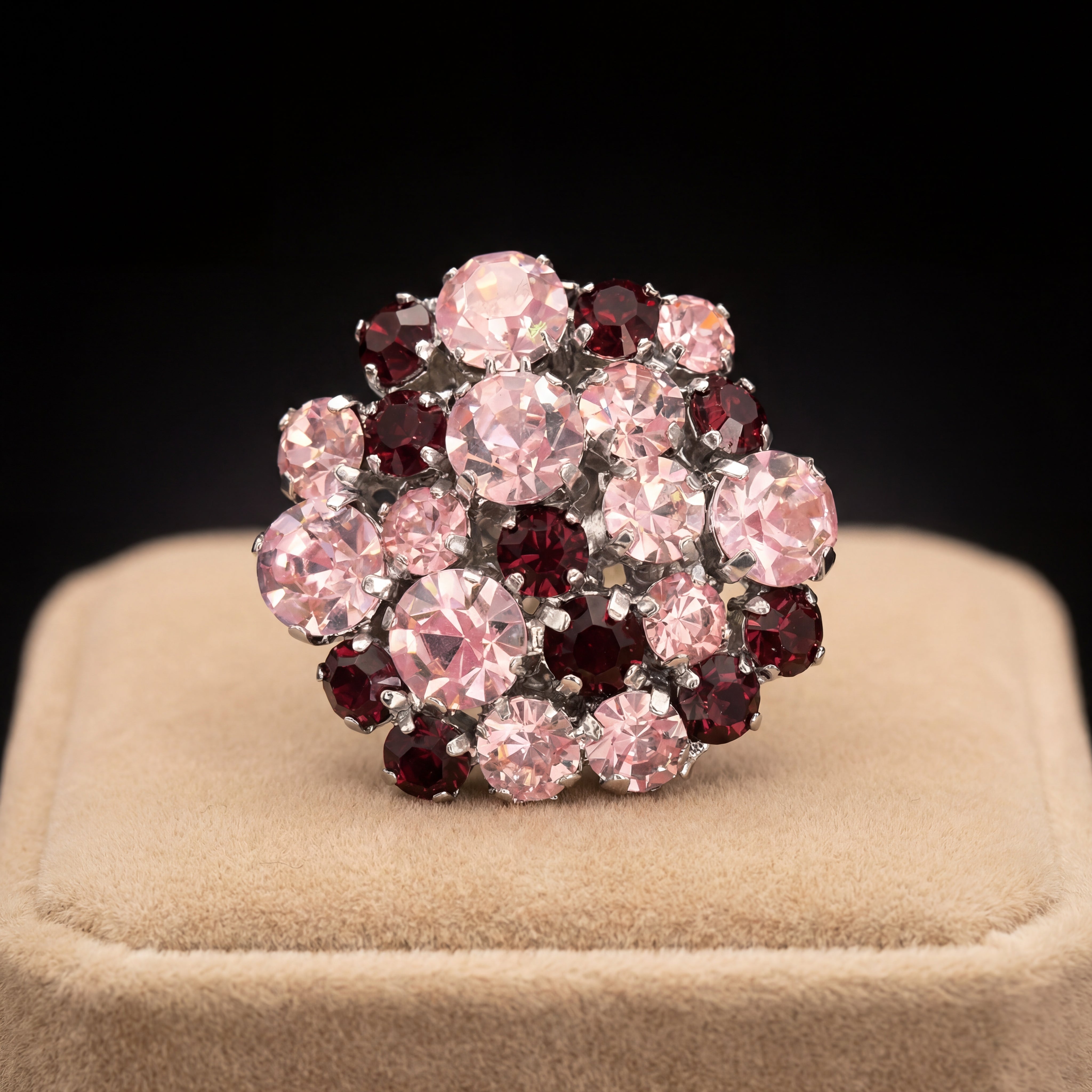 Freya spilla - Argento - Burgundy Rosa Chiaro