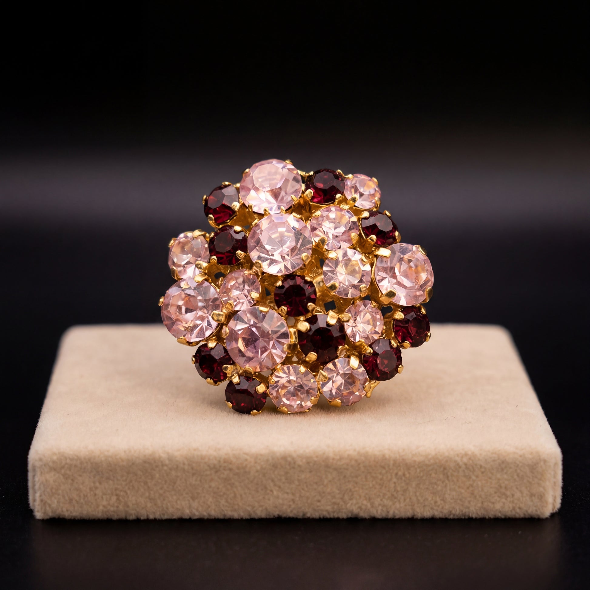 Freya spilla - Oro Giallo - Burgundy Rosa Chiaro