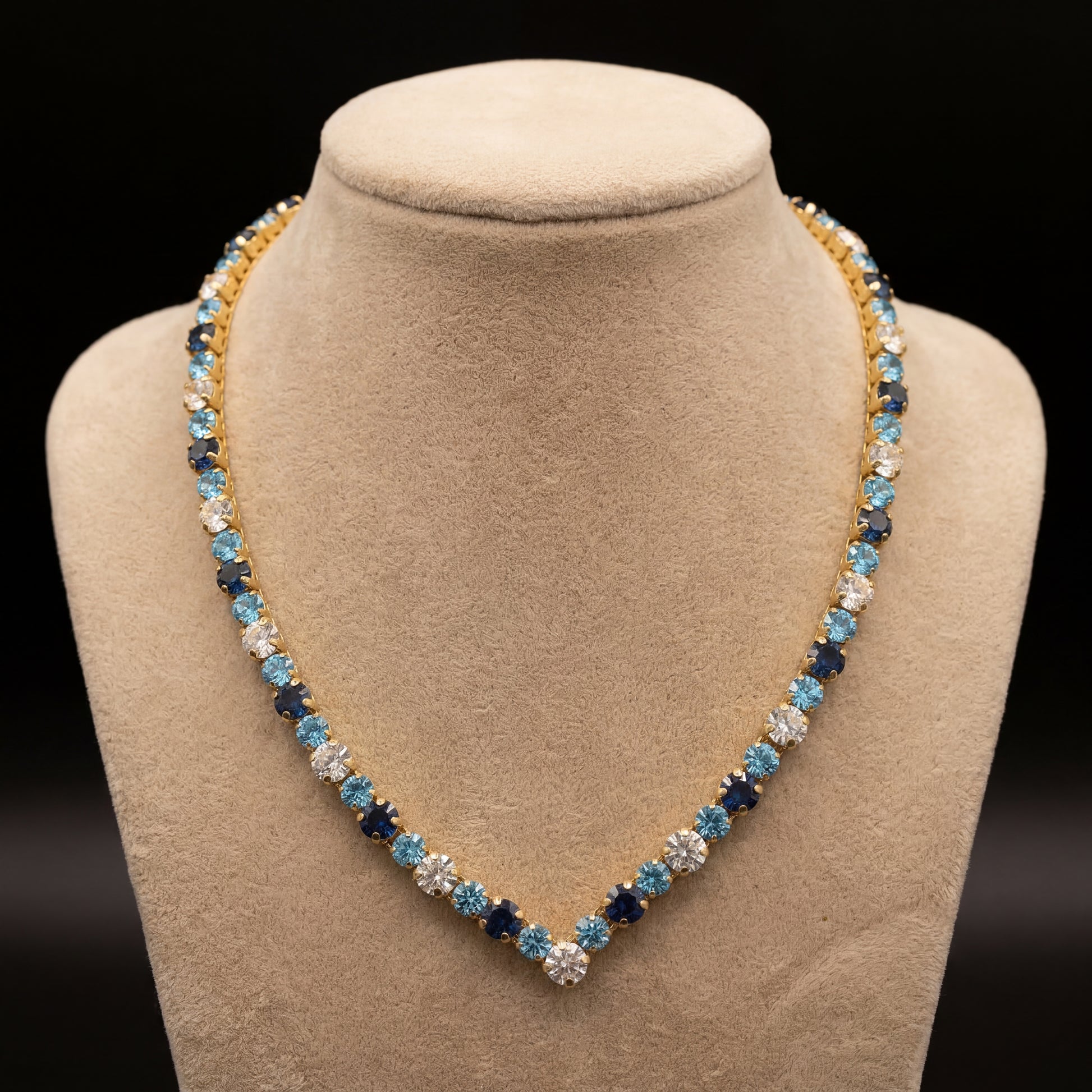 Ikra collana - Oro Giallo - BLU MONTANA, CRYSTAL, TURCHESE