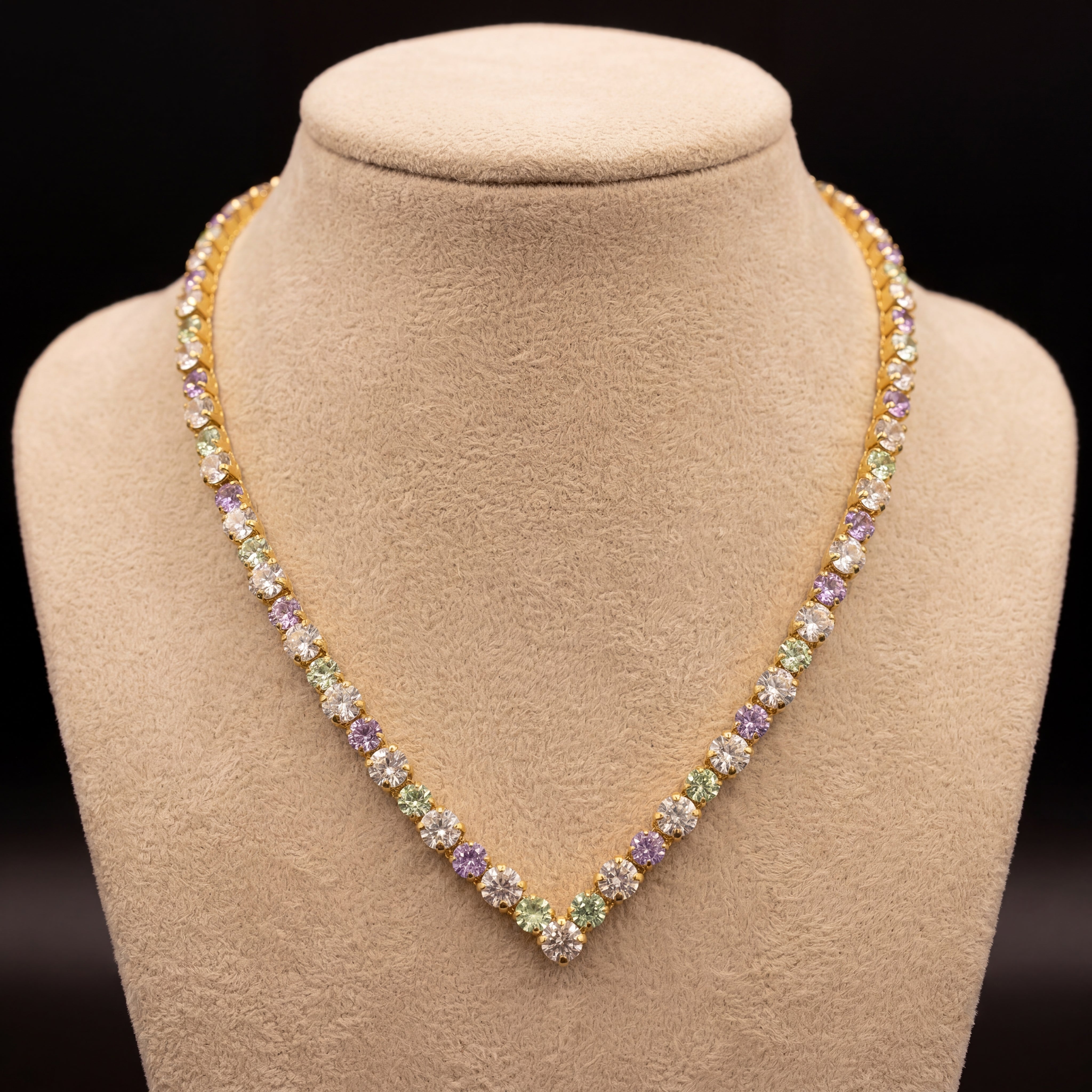 Ikra collana - Oro Giallo - CRISOLITE, CRYSTAL, VIOLET