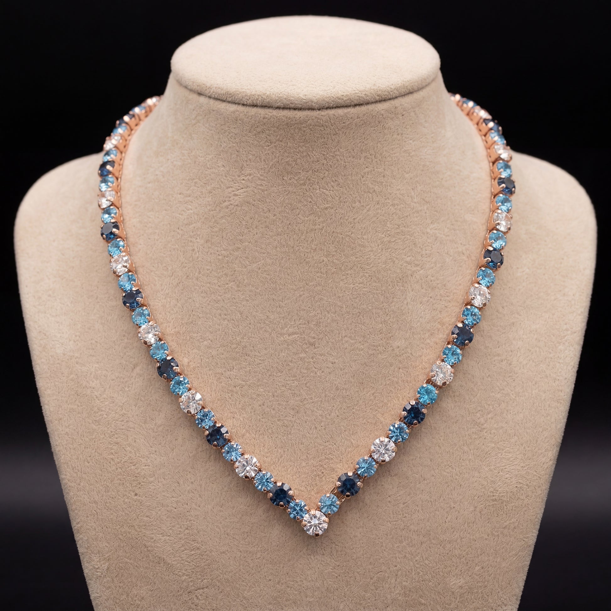 Ikra collana - Oro Rosa - BLU MONTANA, CRYSTAL, TURCHESE
