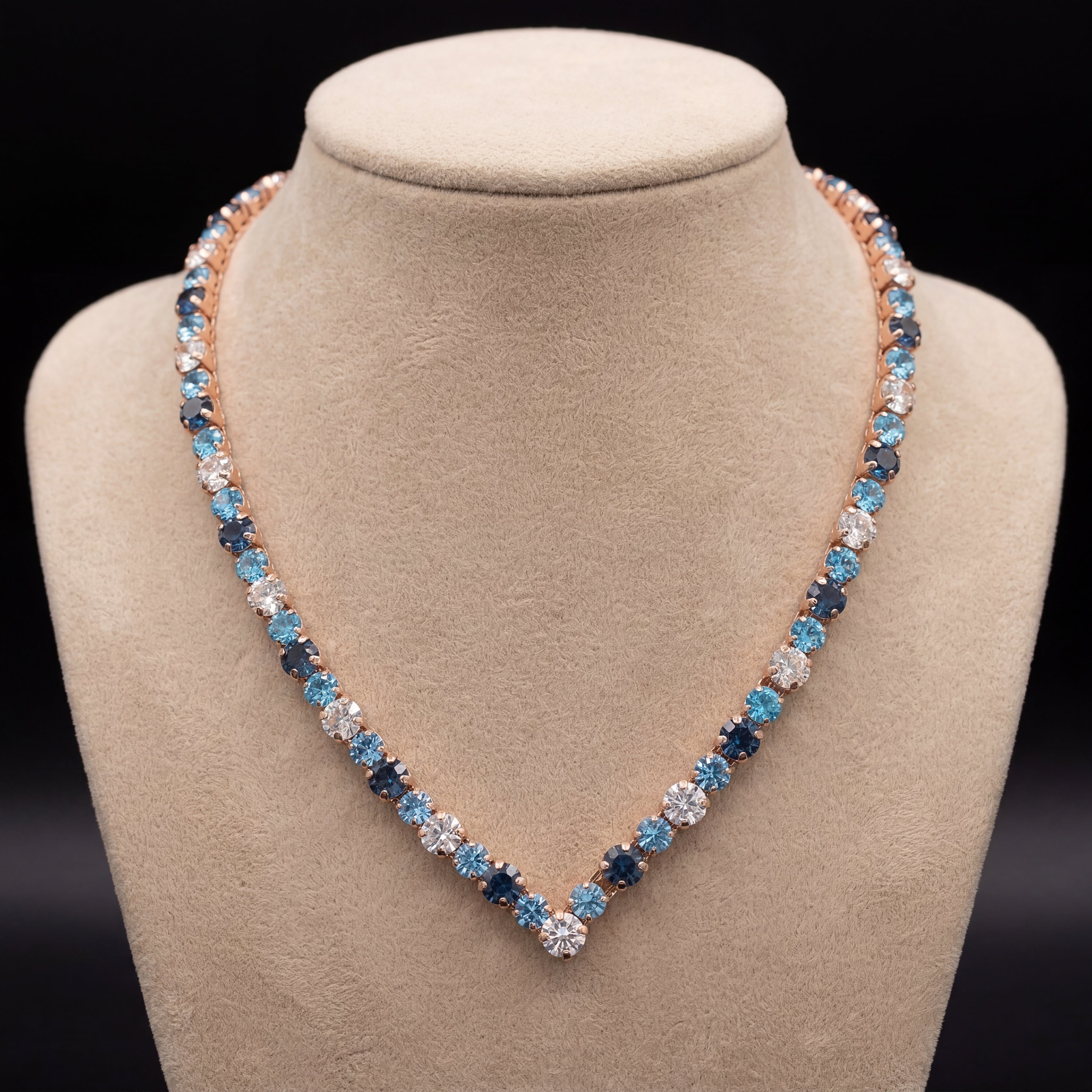 Ikra collana - Oro Rosa - BLU MONTANA, CRYSTAL, TURCHESE