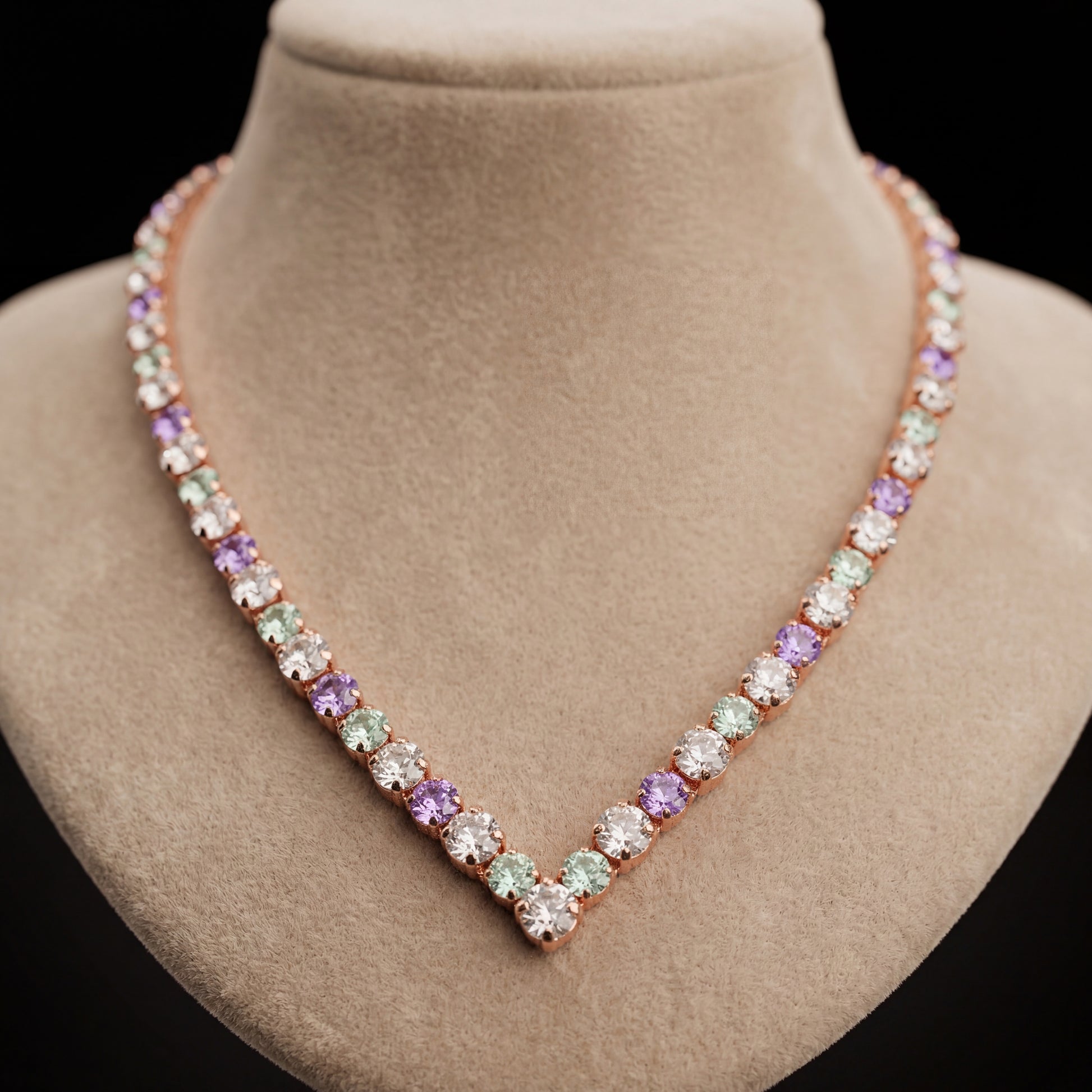 Ikra collana - Oro Rosa - CRISOLITE, CRYSTAL, VIOLET