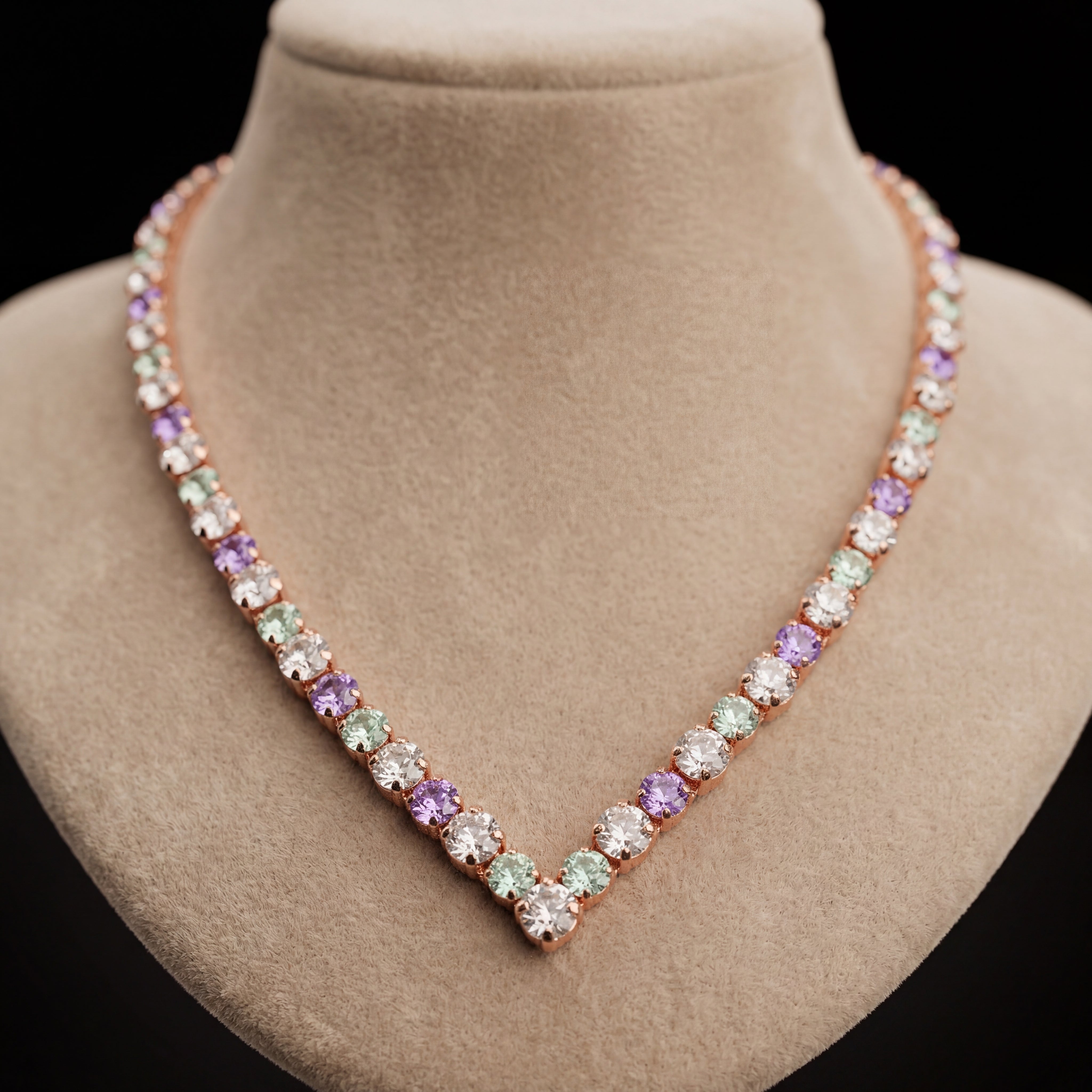 Ikra collana - Oro Rosa - CRISOLITE, CRYSTAL, VIOLET