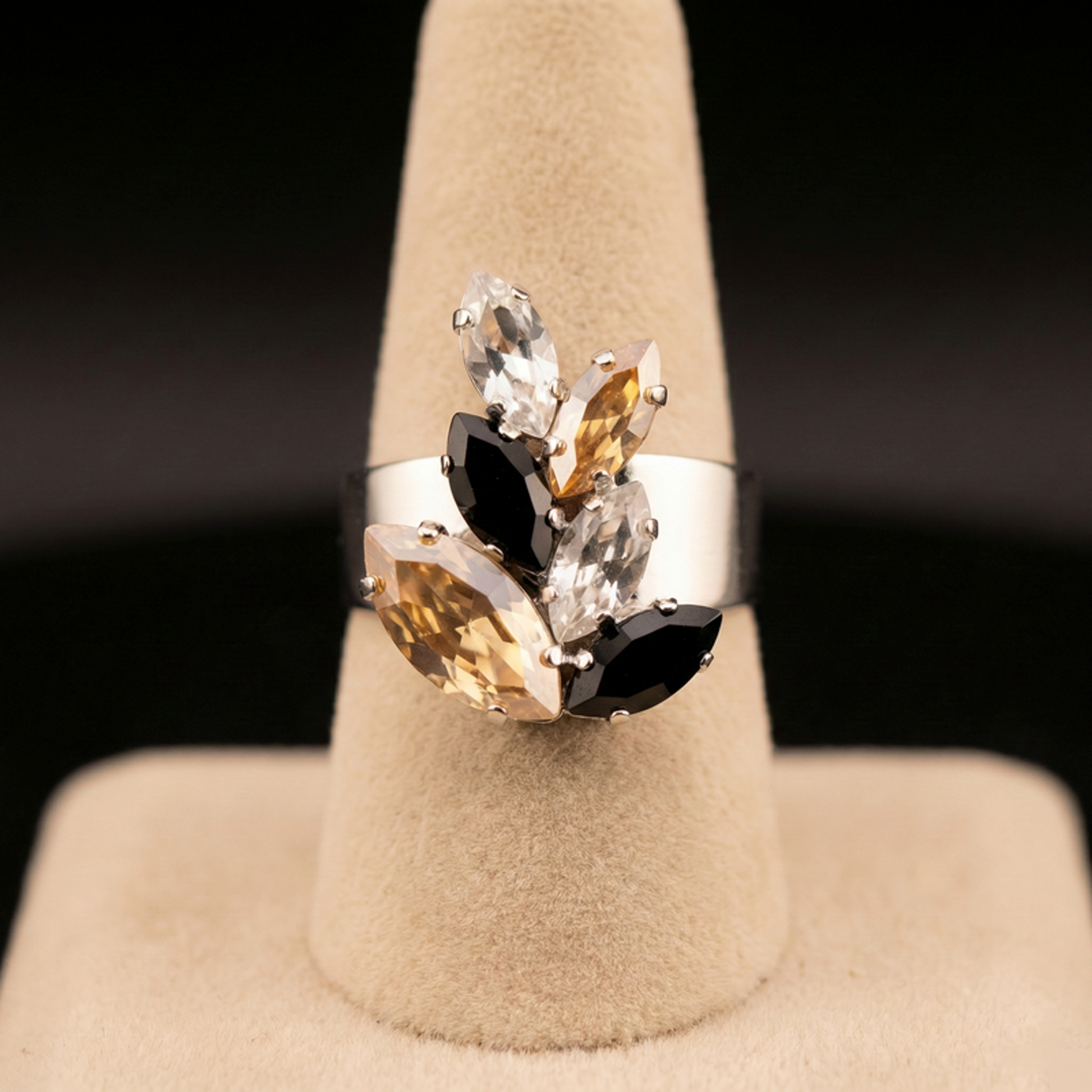 Inari anello - Silver - CRYSTAL GOLD NERO