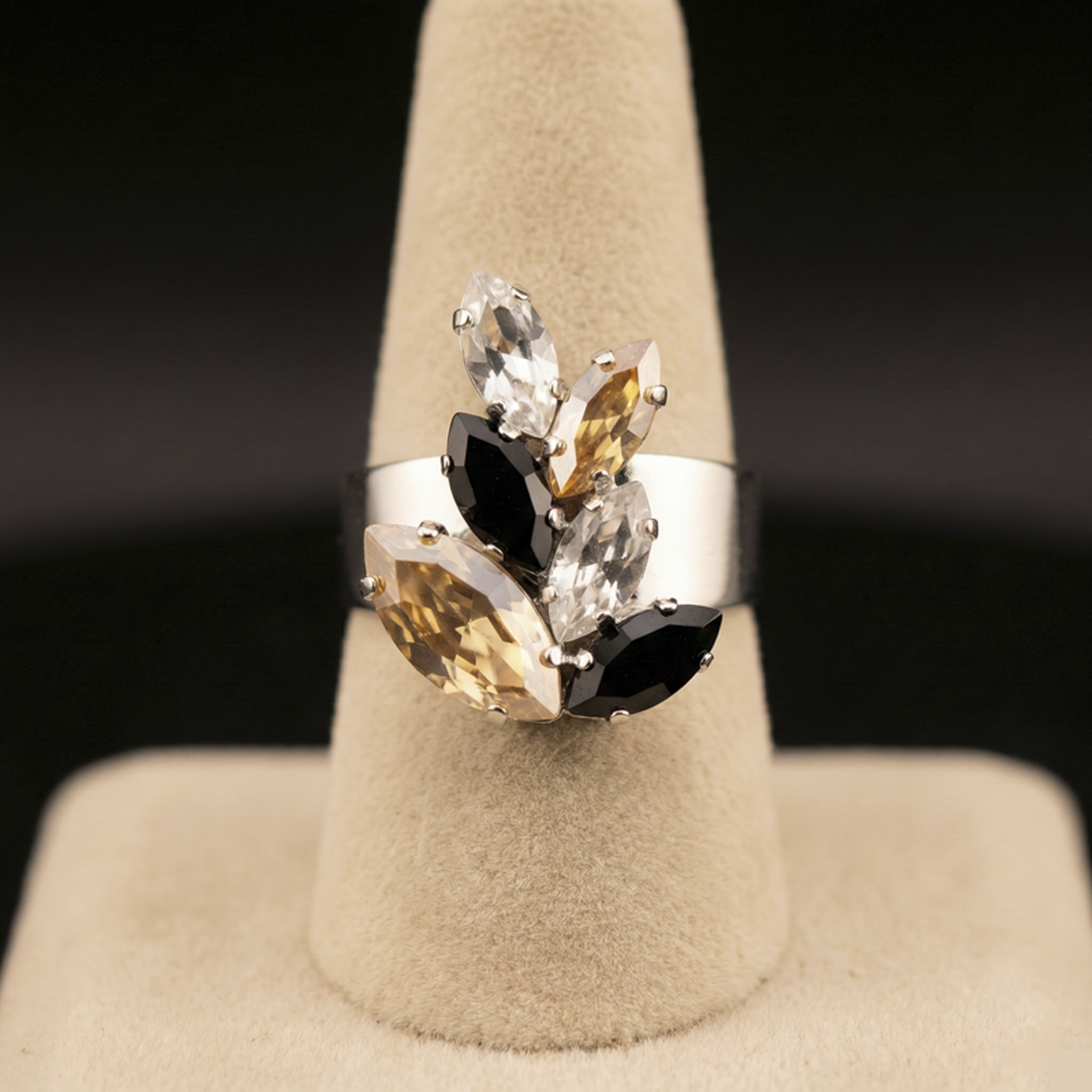 Inari anello - Silver - CRYSTAL GOLD NERO