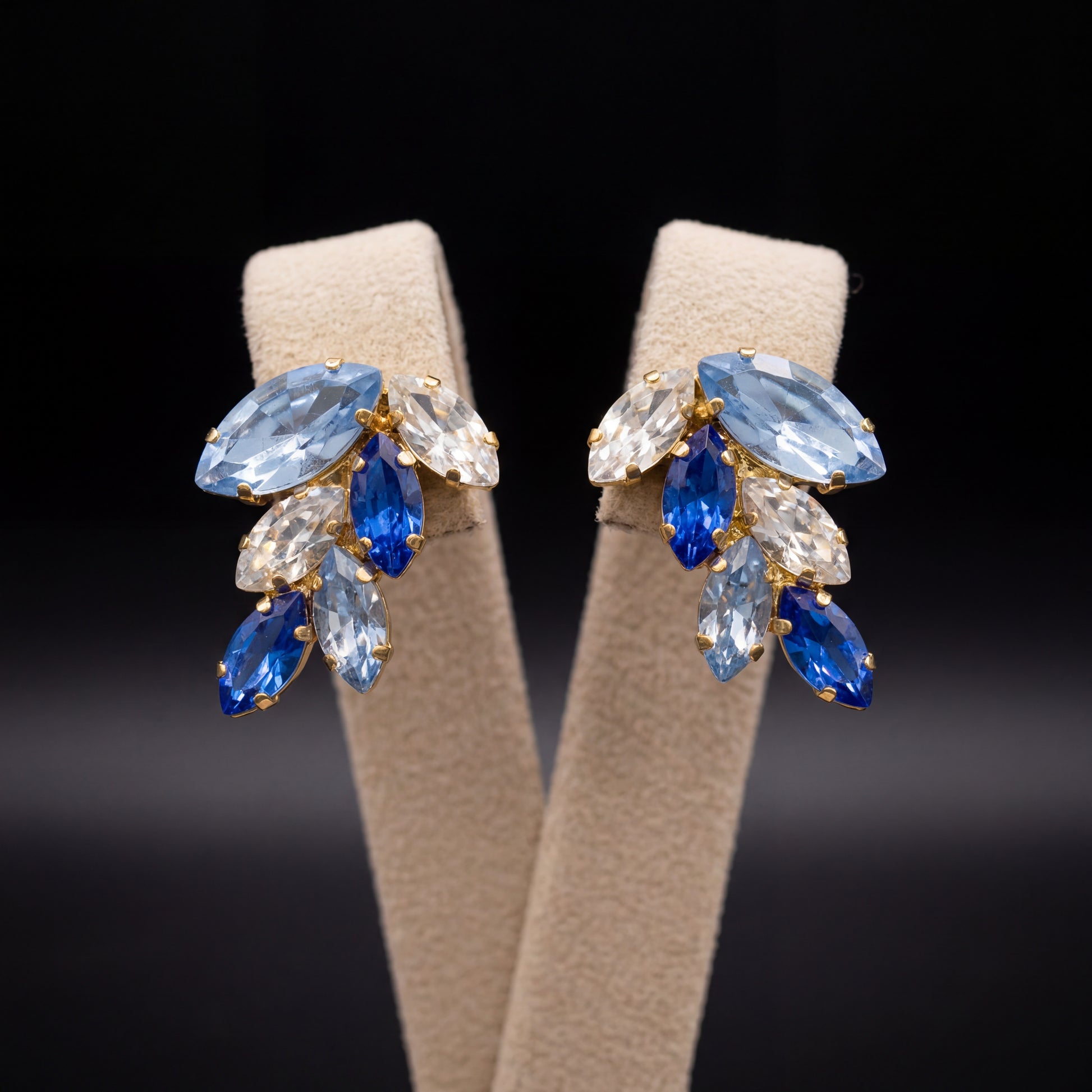 Inari orecchini - Oro Giallo - Azzurro Polvere Zaffiro Crystal