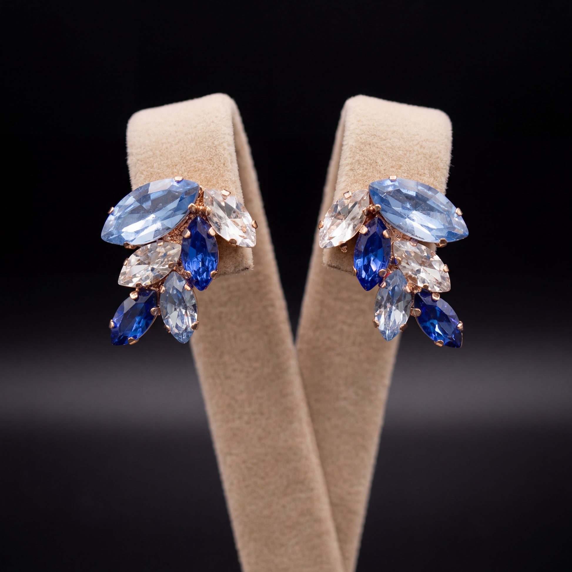 Inari orecchini - Oro Rosa - Azzurro Polvere Zaffiro Crystal