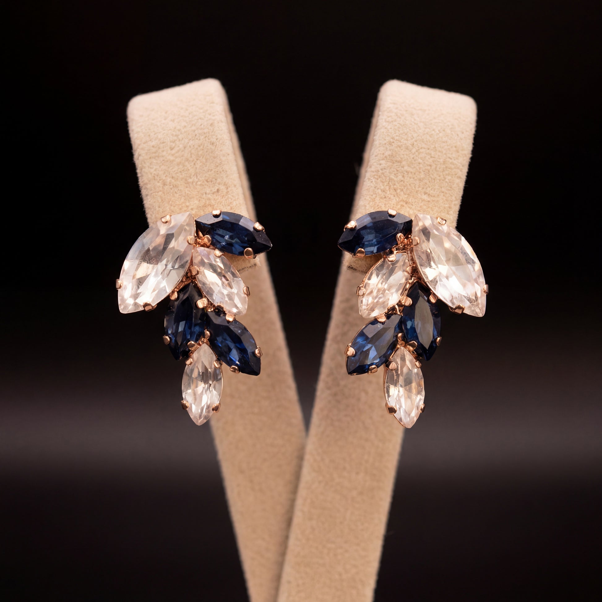 Inari orecchini - Oro Rosa - Blu Montana Crystal