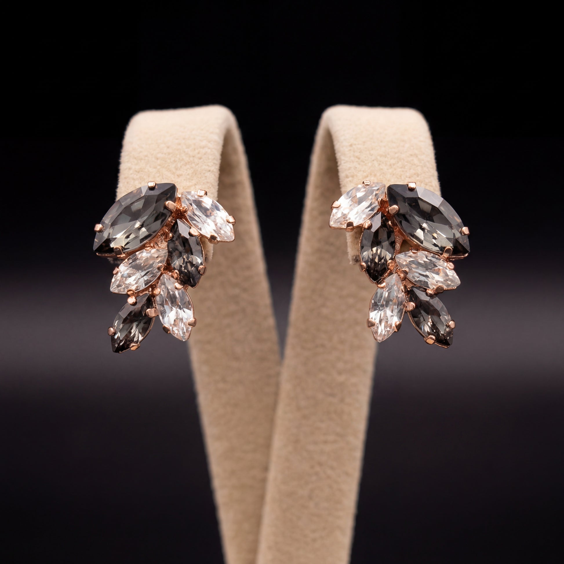 Inari orecchini - Oro Rosa - Crystal Grigio