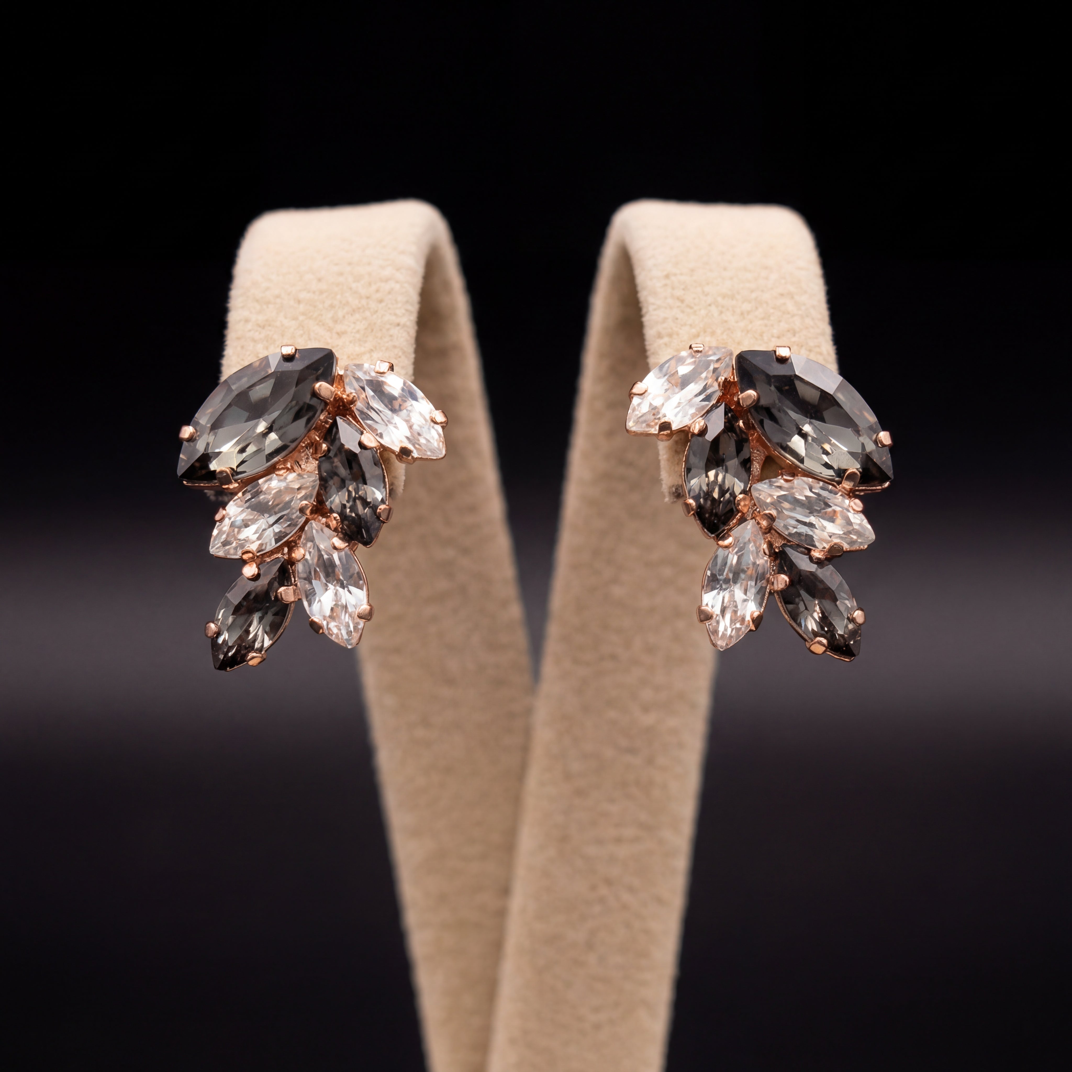 Inari orecchini - Oro Rosa - Crystal Grigio