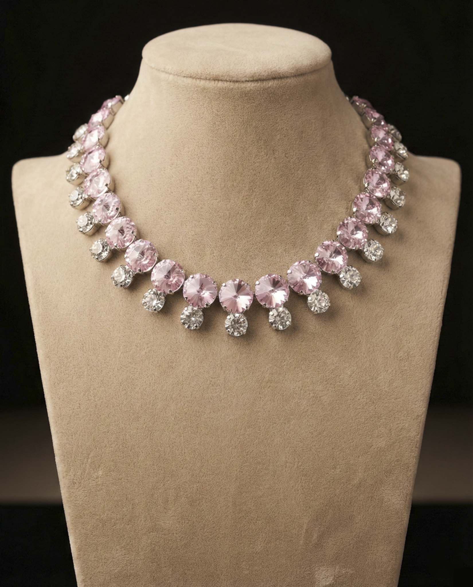 Meina collana - Silver - CRYSTAL + ROSA CHIARO