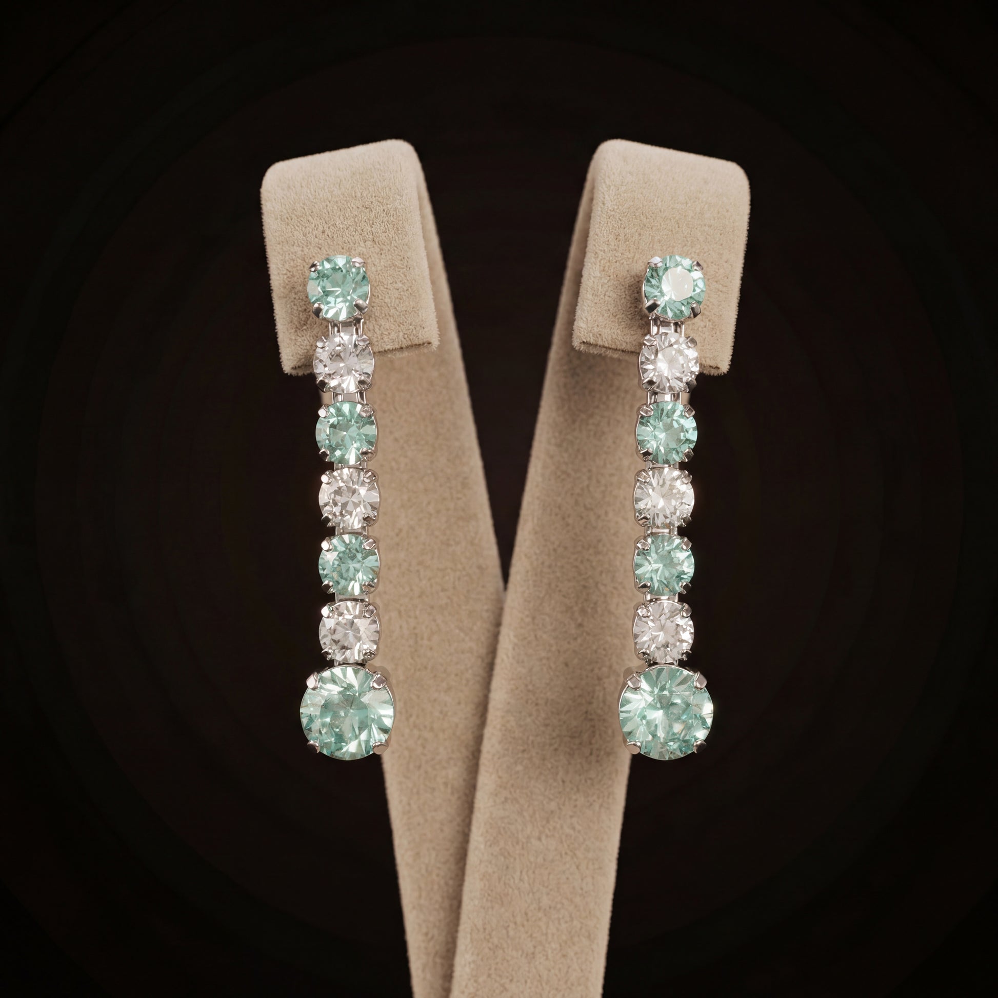Mini Tennis orecchini - Argento - Crisolite + CRYSTAL