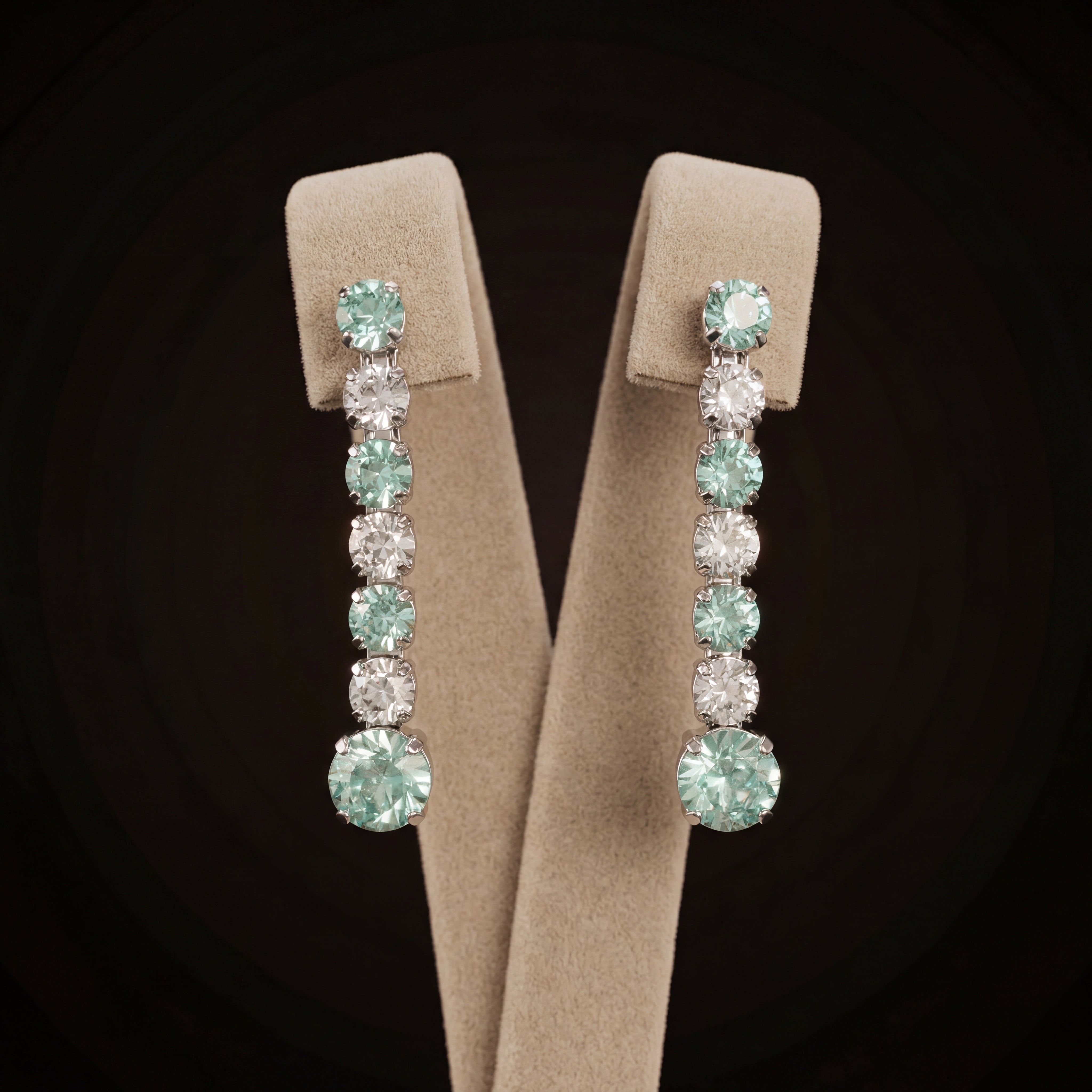 Mini Tennis orecchini - Argento - Crisolite + CRYSTAL