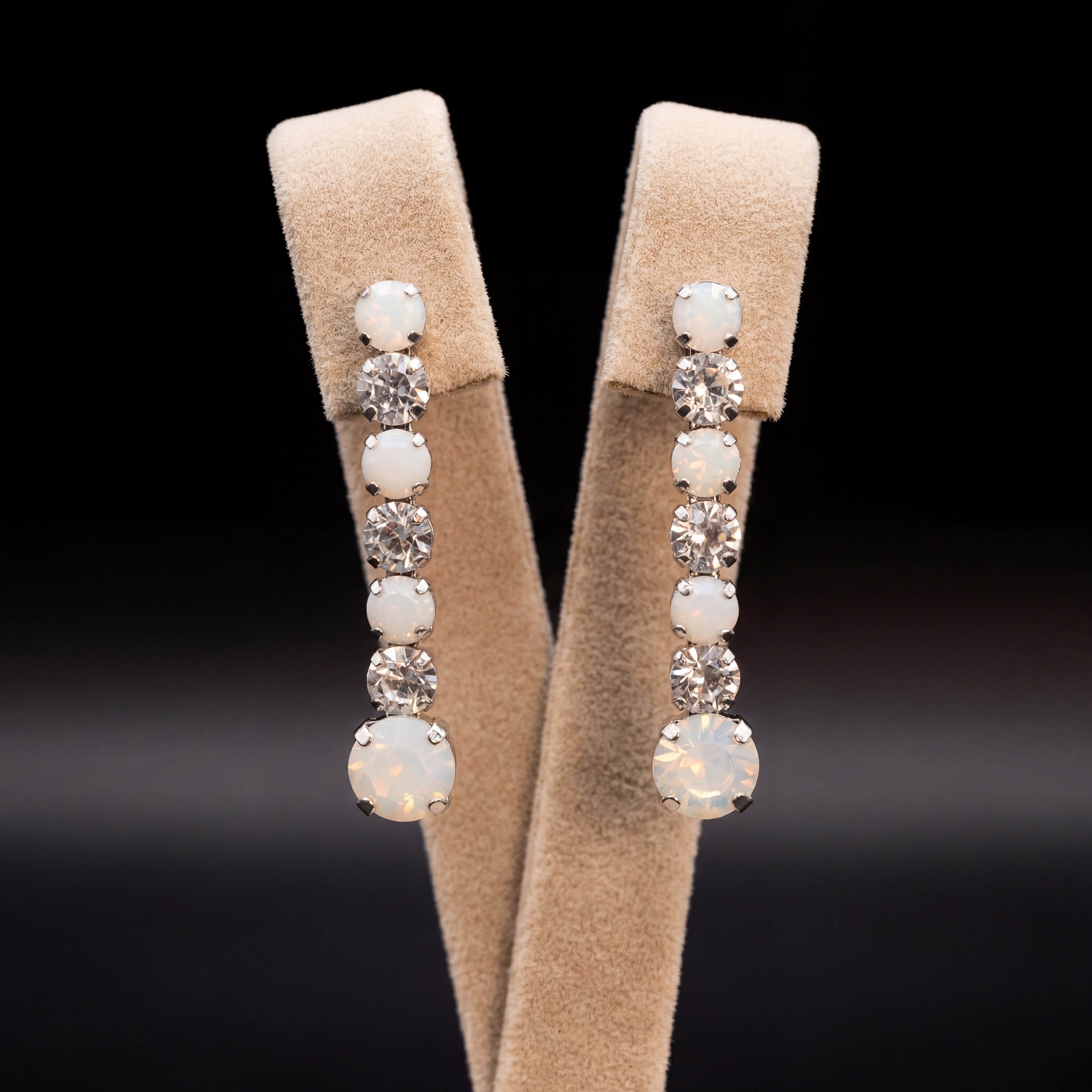 Mini Tennis orecchini - Argento - Pendenti Bianco Opale Crystal
