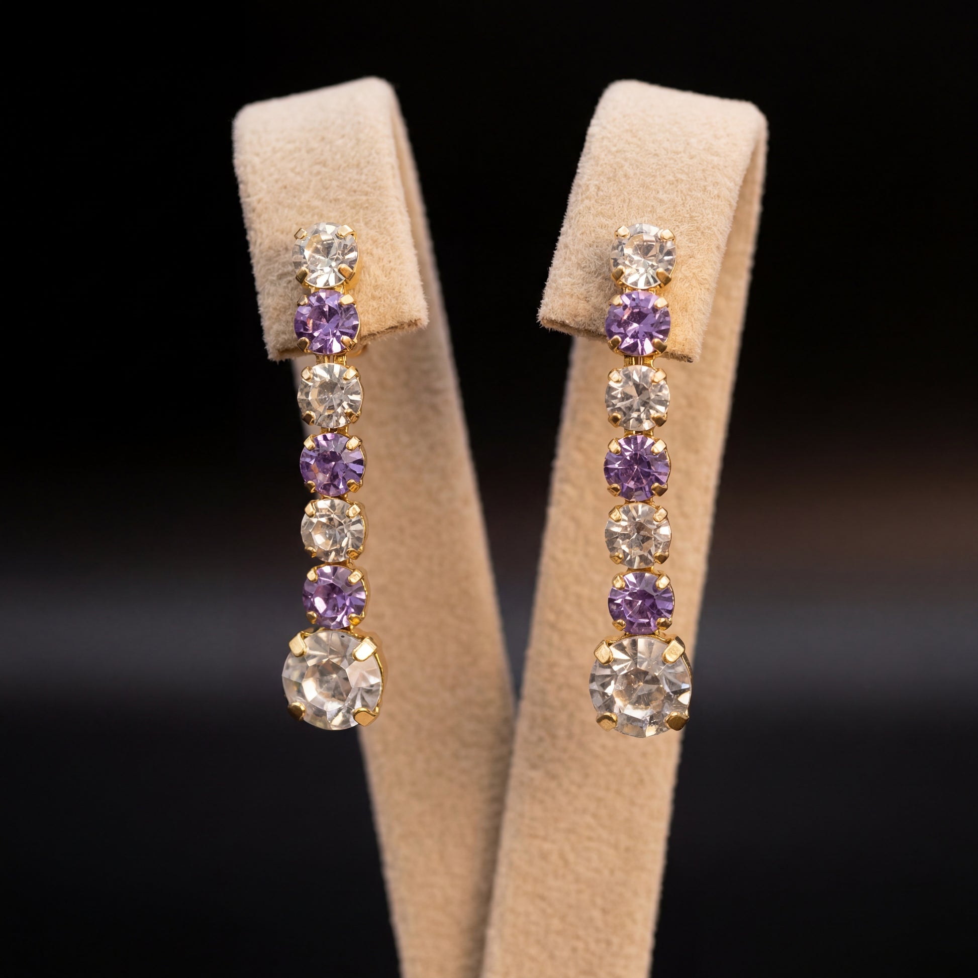 Mini Tennis orecchini - Oro Giallo - Pendenti Crystal Violet