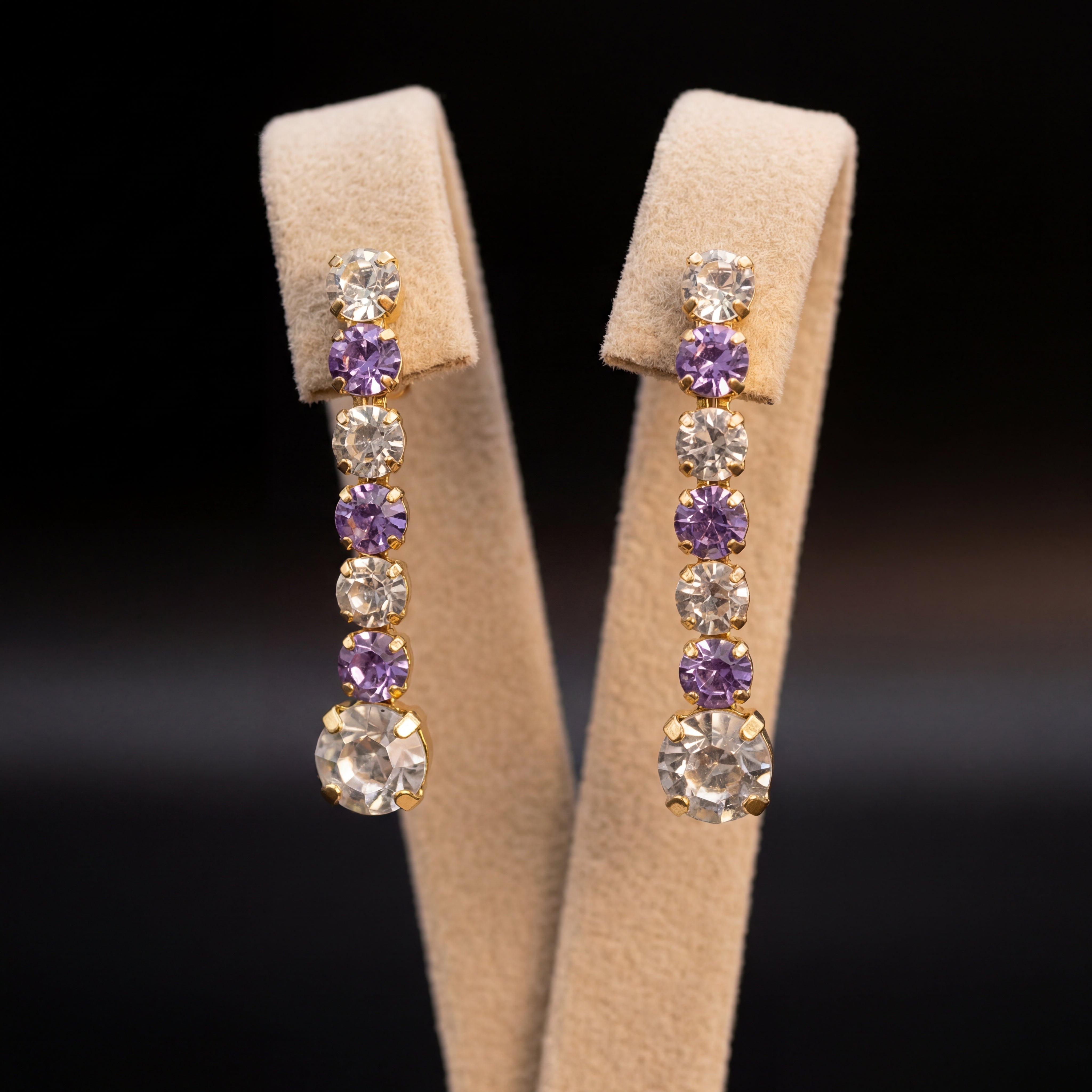 Mini Tennis orecchini - Oro Giallo - Pendenti Crystal Violet