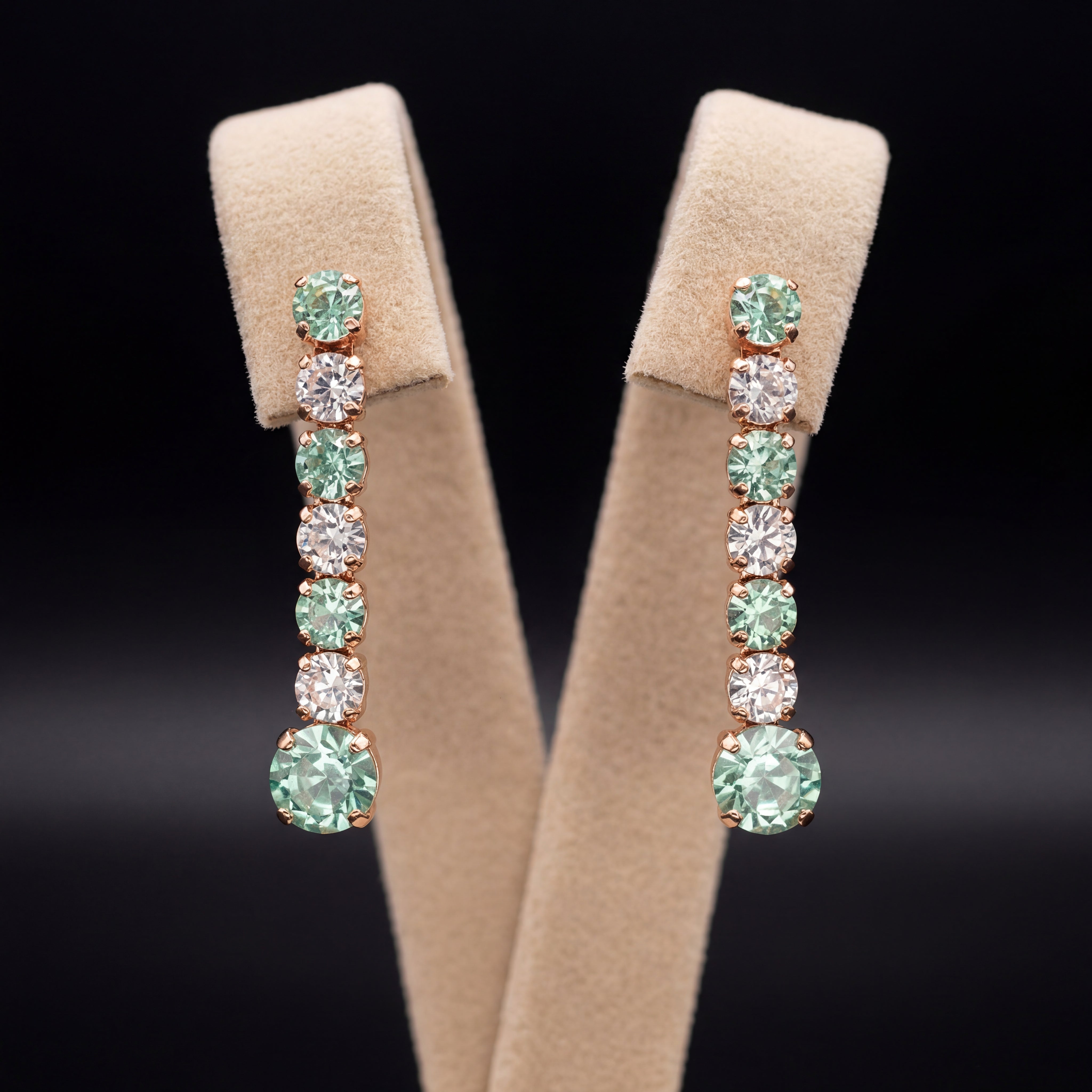 Mini Tennis orecchini - Oro Rosa - Crisolite + CRYSTAL