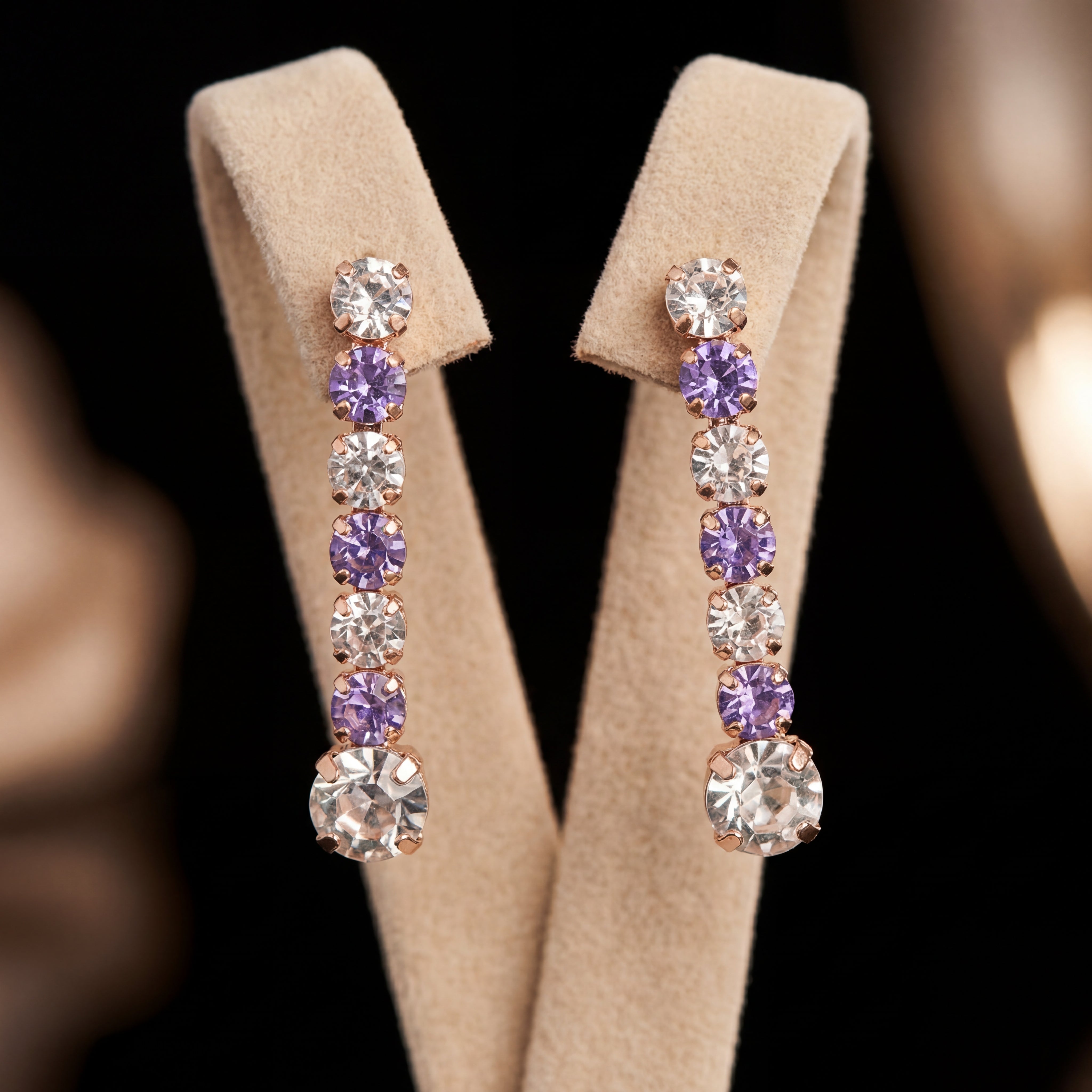 Mini Tennis orecchini - Oro Rosa - Pendenti Crystal Violet