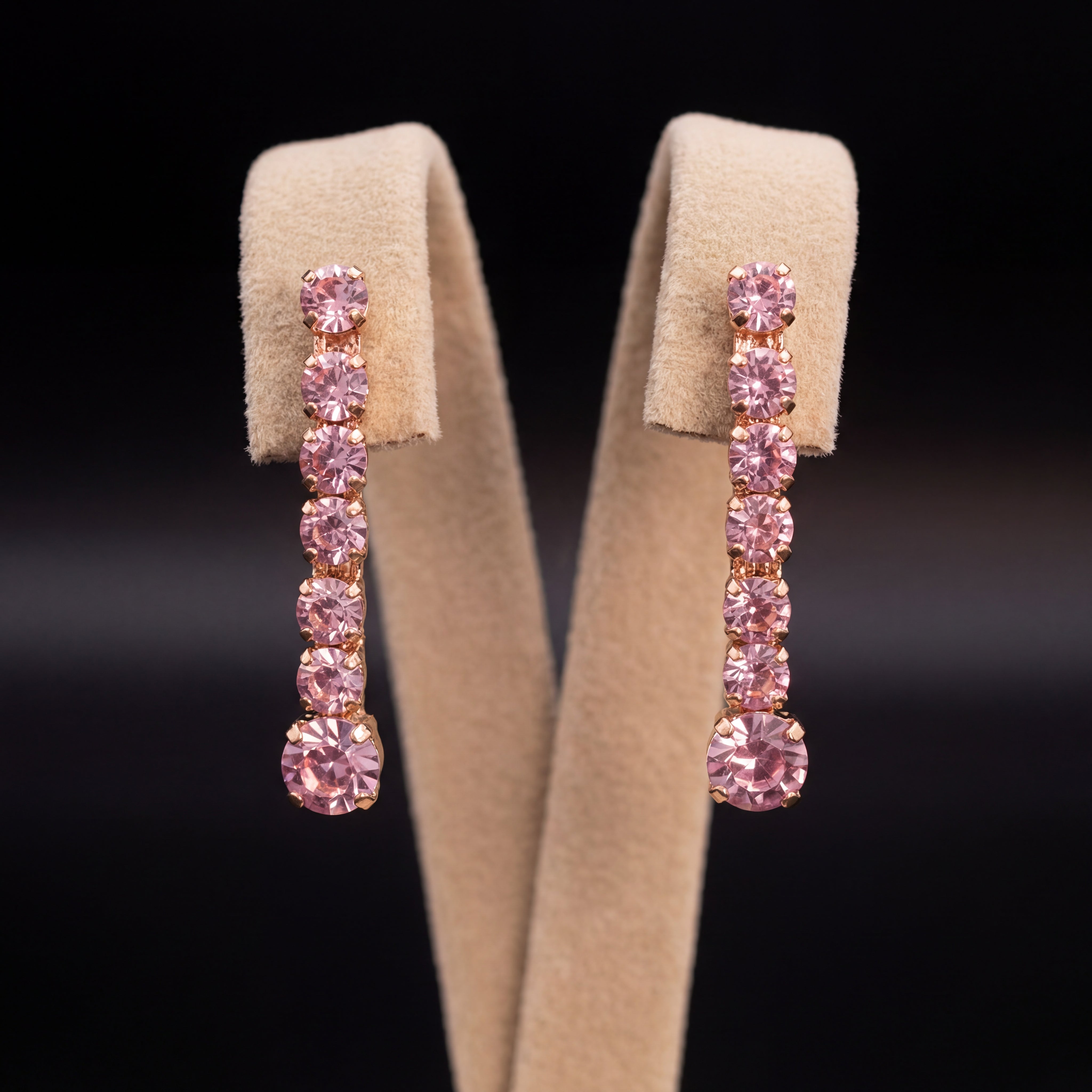 Mini Tennis orecchini - Oro Rosa - Pendenti Rosa Chiaro