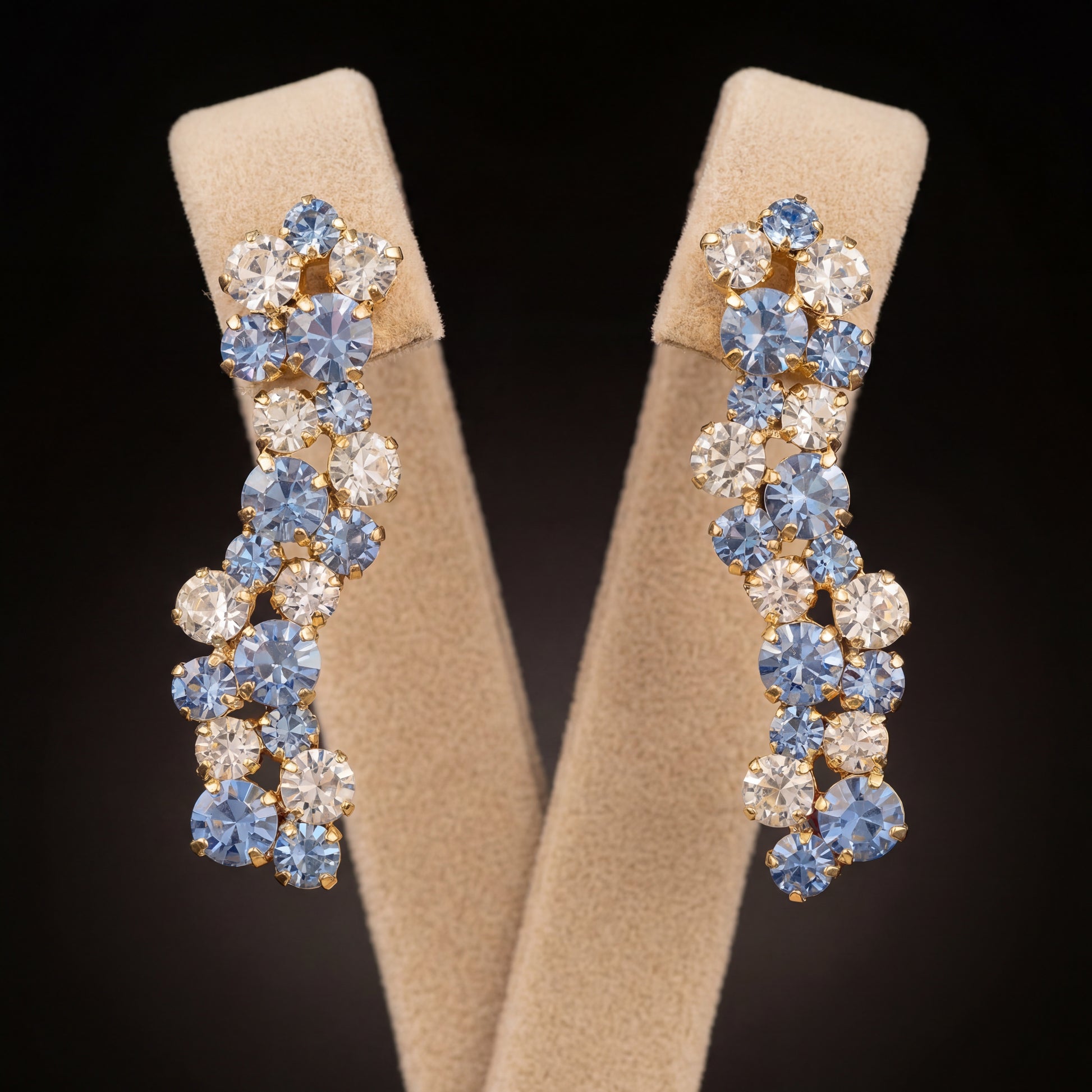 Miwa orecchini - Oro Giallo - Azzurro Polvere Crystal