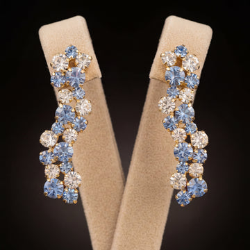 Miwa orecchini - Oro Giallo - Azzurro Polvere Crystal