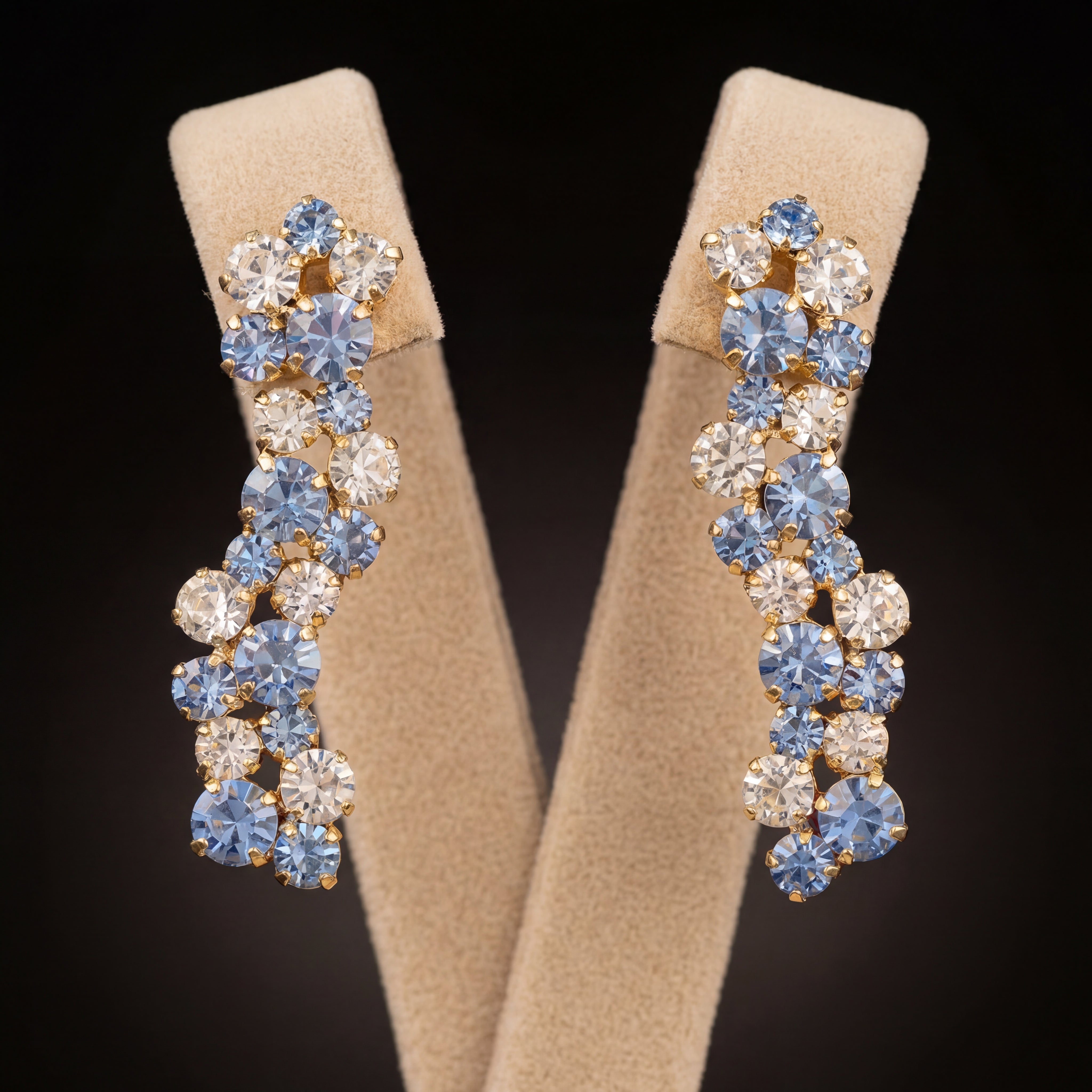 Miwa orecchini - Oro Giallo - Azzurro Polvere Crystal