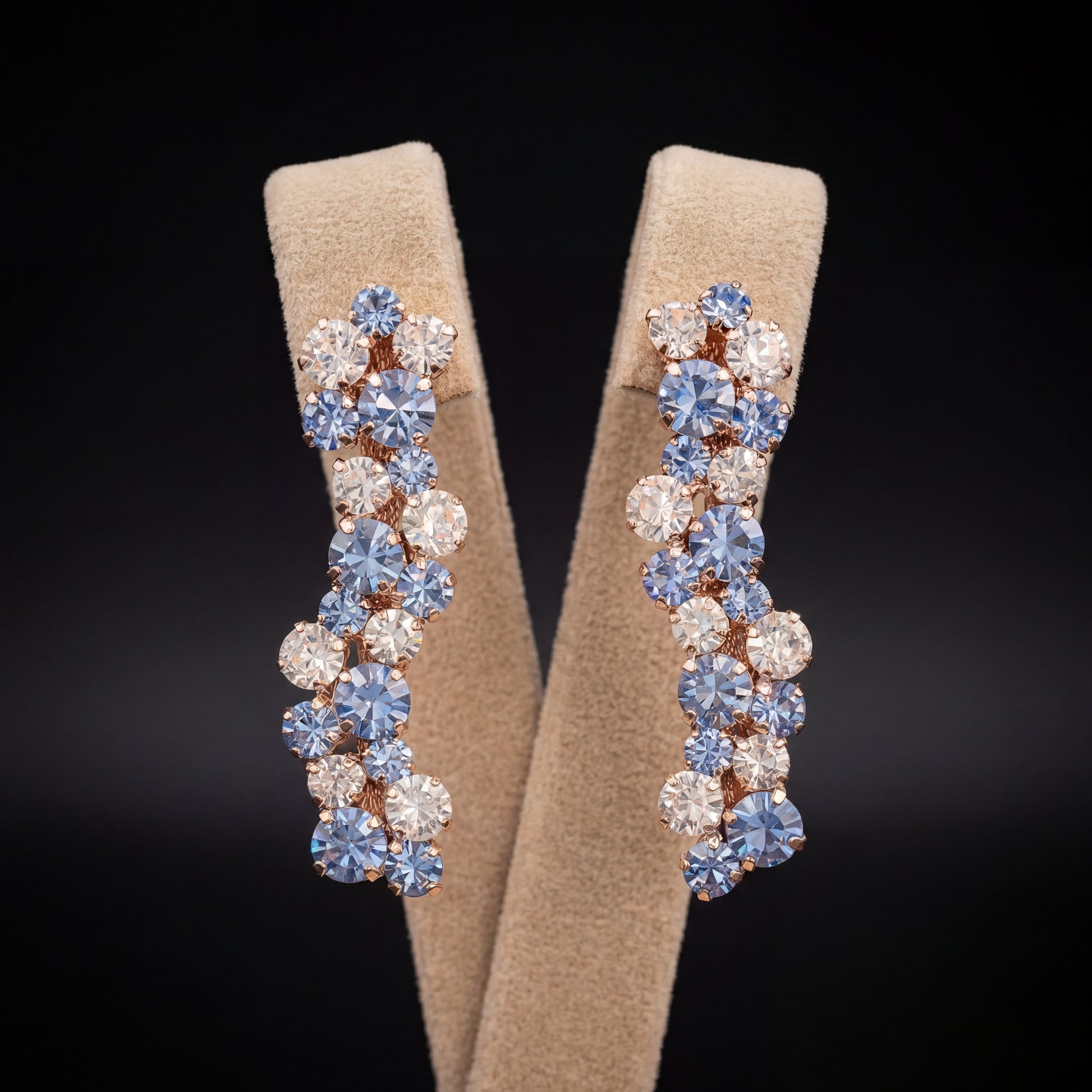 Miwa orecchini - Oro Rosa - Azzurro Polvere Crystal