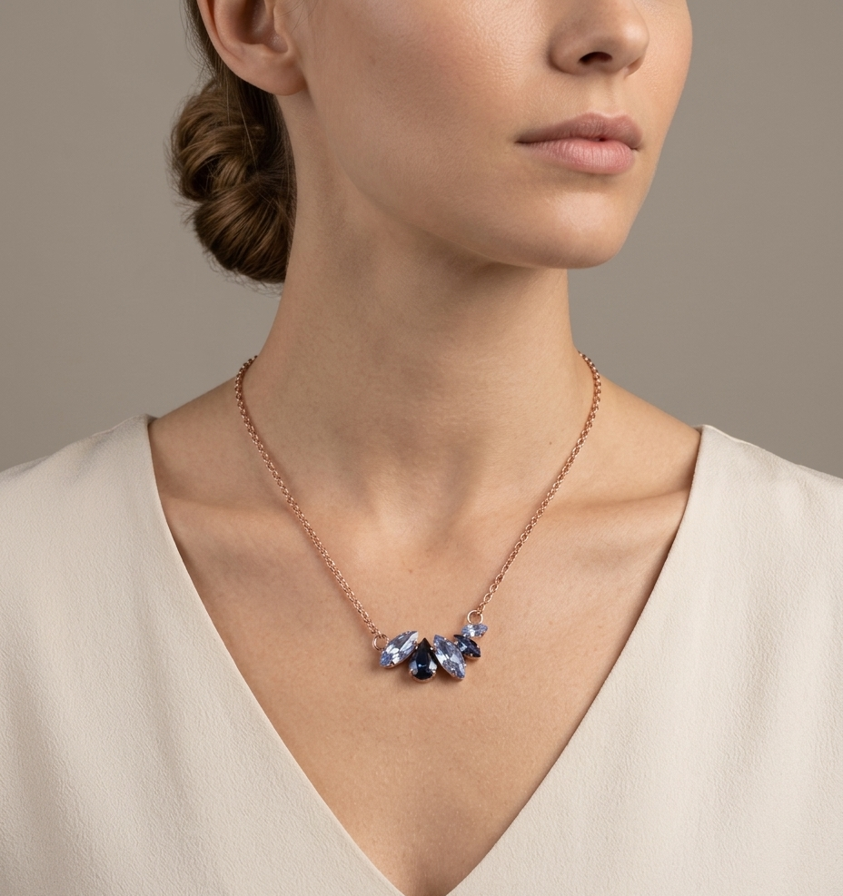 Nami collana - Oro Rosa - AZZURRO POLVERE, BLU MONTANA