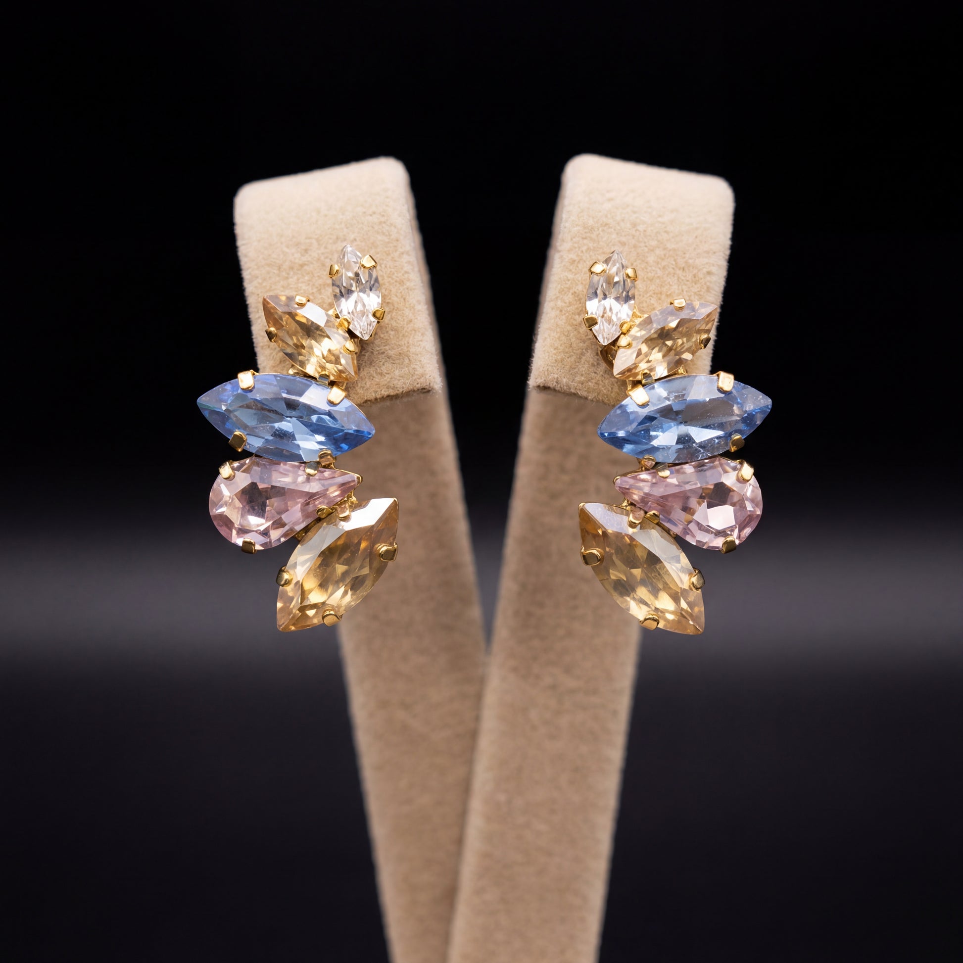 Nami orecchini - Oro Giallo - Azzurro Polvere Crystal Gold Rosa Chiaro