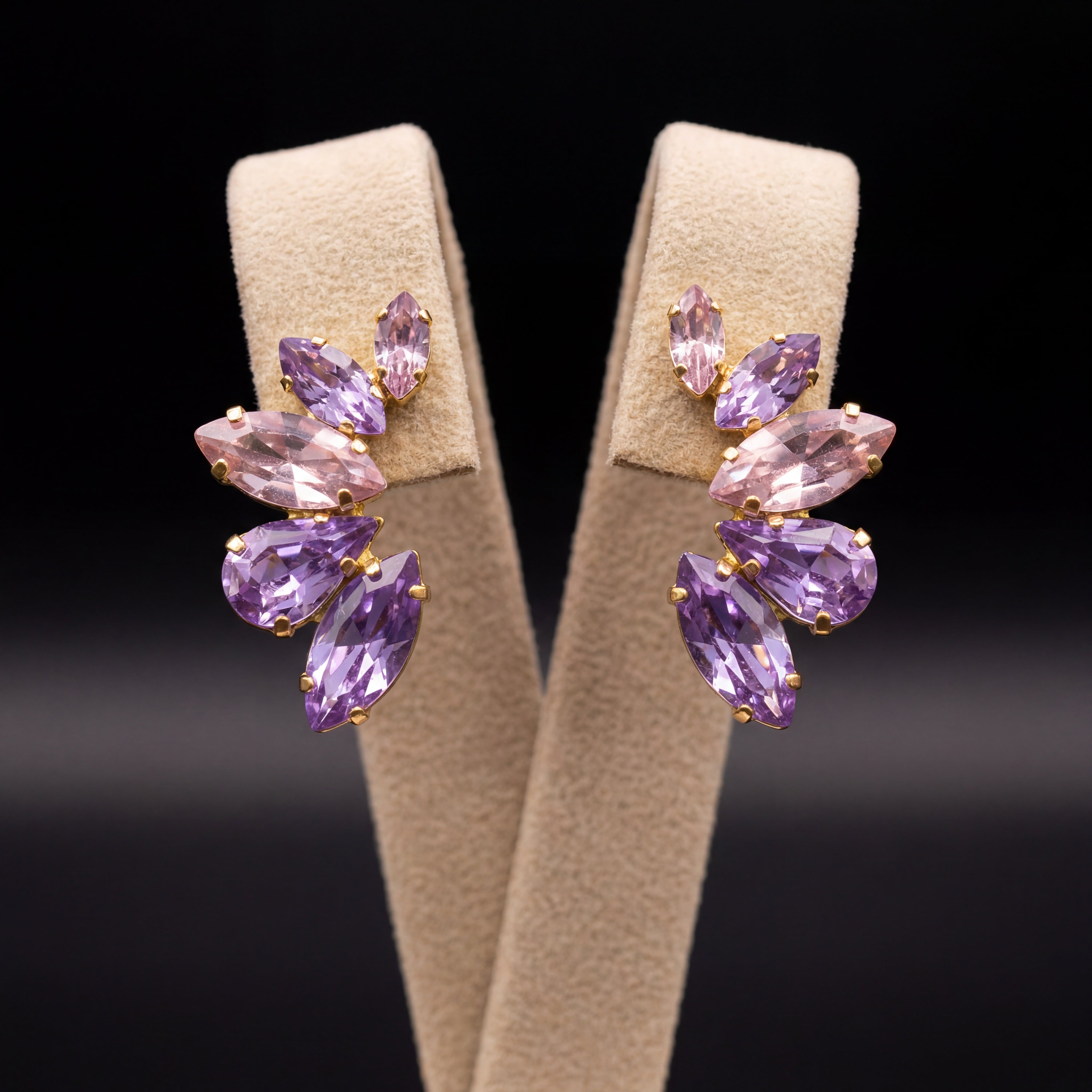 Nami orecchini - Oro Giallo - Rosa Chiaro Violet 