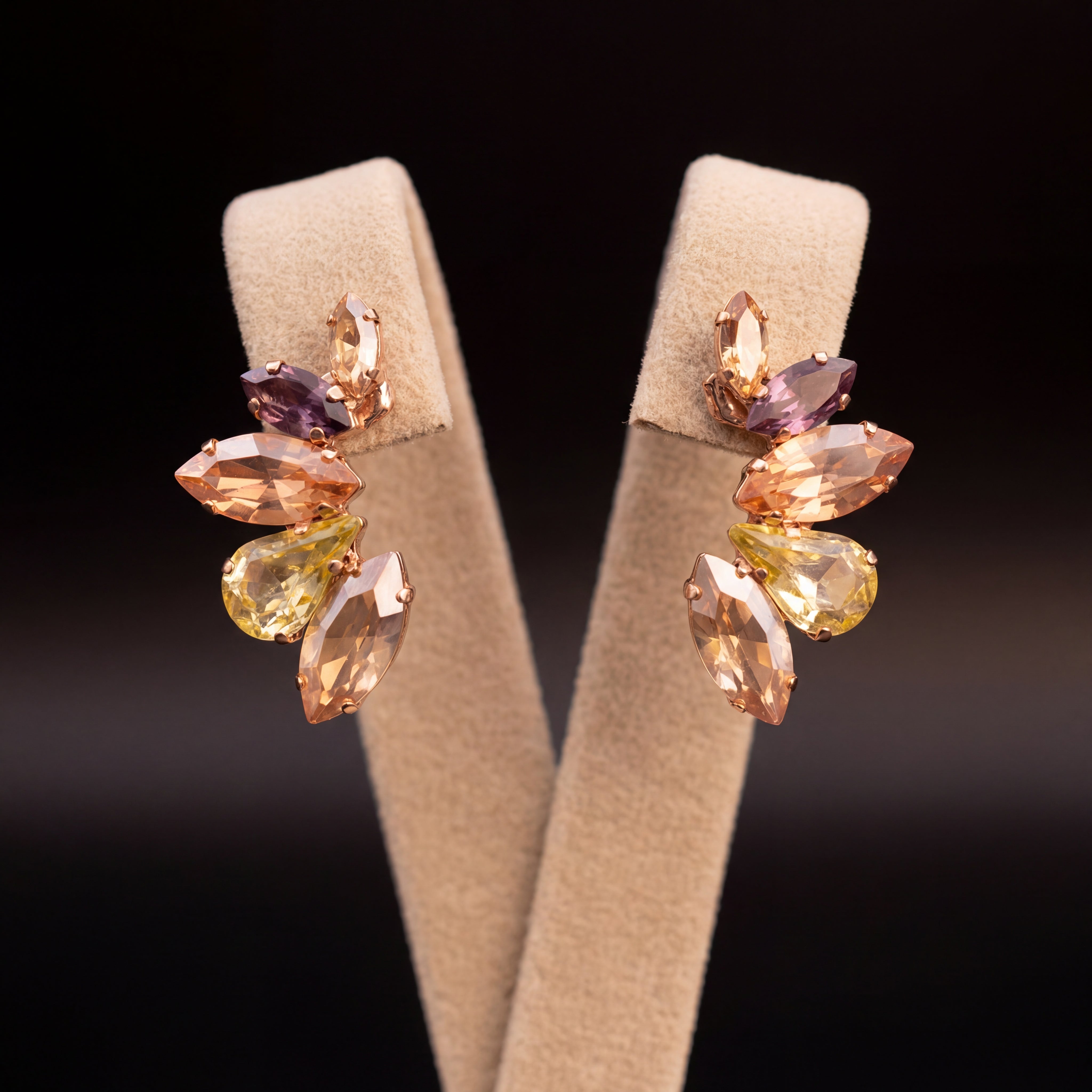 Nami orecchini - Oro Rosa - Ametista Giallo Gold Pesca