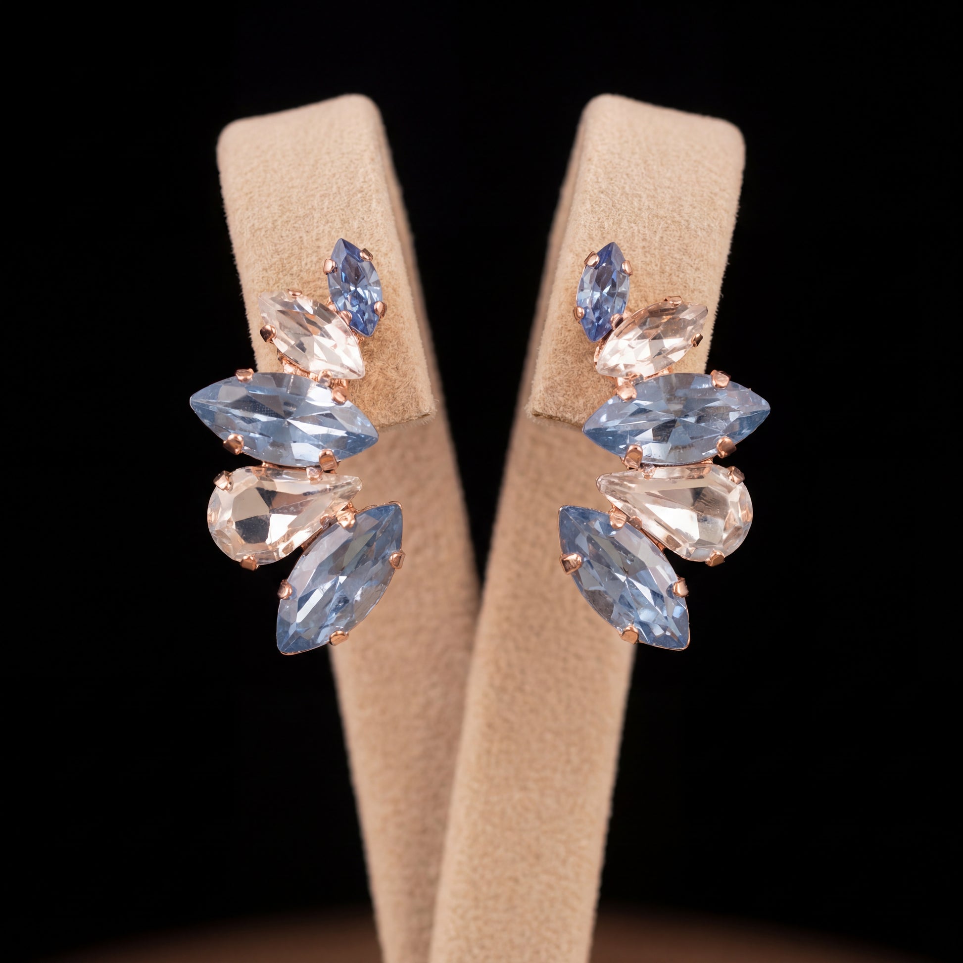 Nami orecchini - Oro Rosa - Azzurro Polvere Crystal