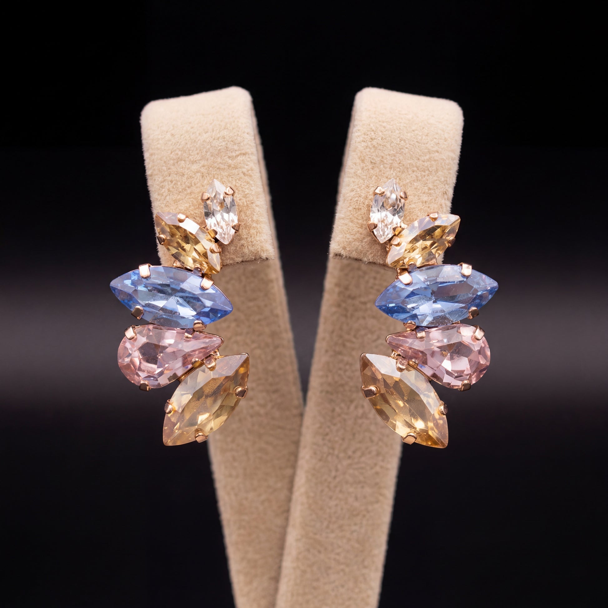 Nami orecchini - Oro Rosa - Azzurro Polvere Crystal Gold Rosa Chiaro