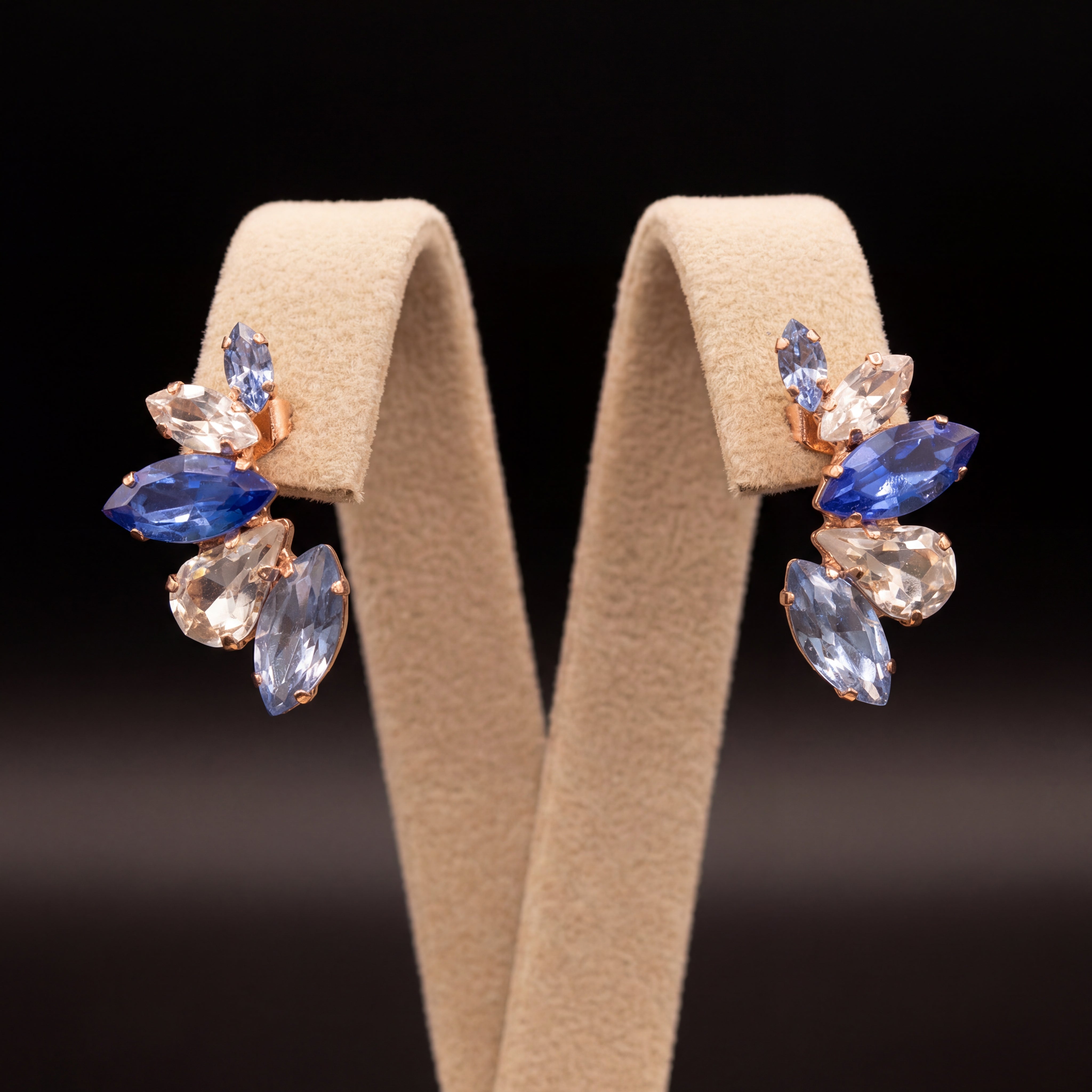 Nami orecchini - Oro Rosa - Azzurro Polvere Zaffiro Crystal