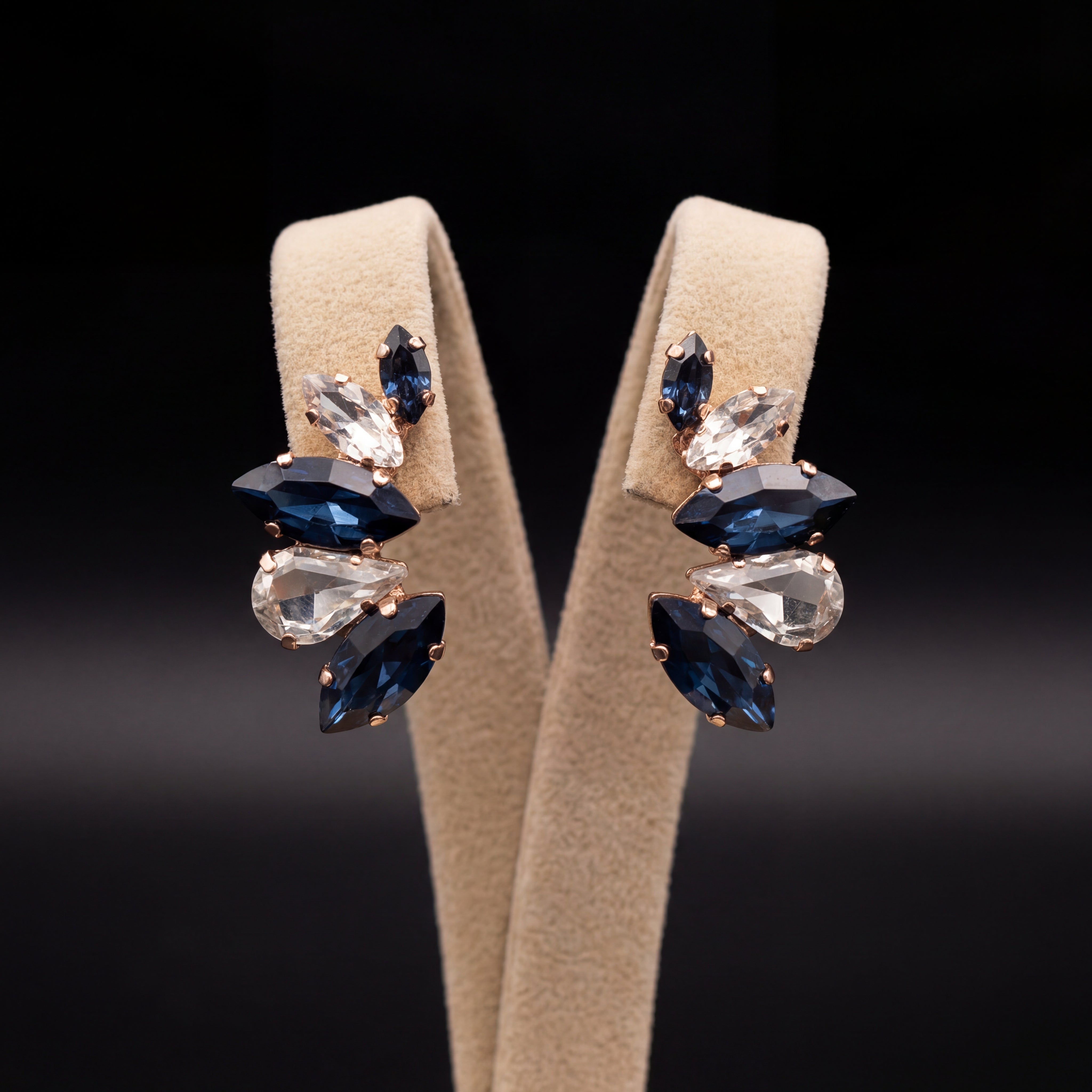 Nami orecchini - Oro Rosa - Blu Montana Crystal