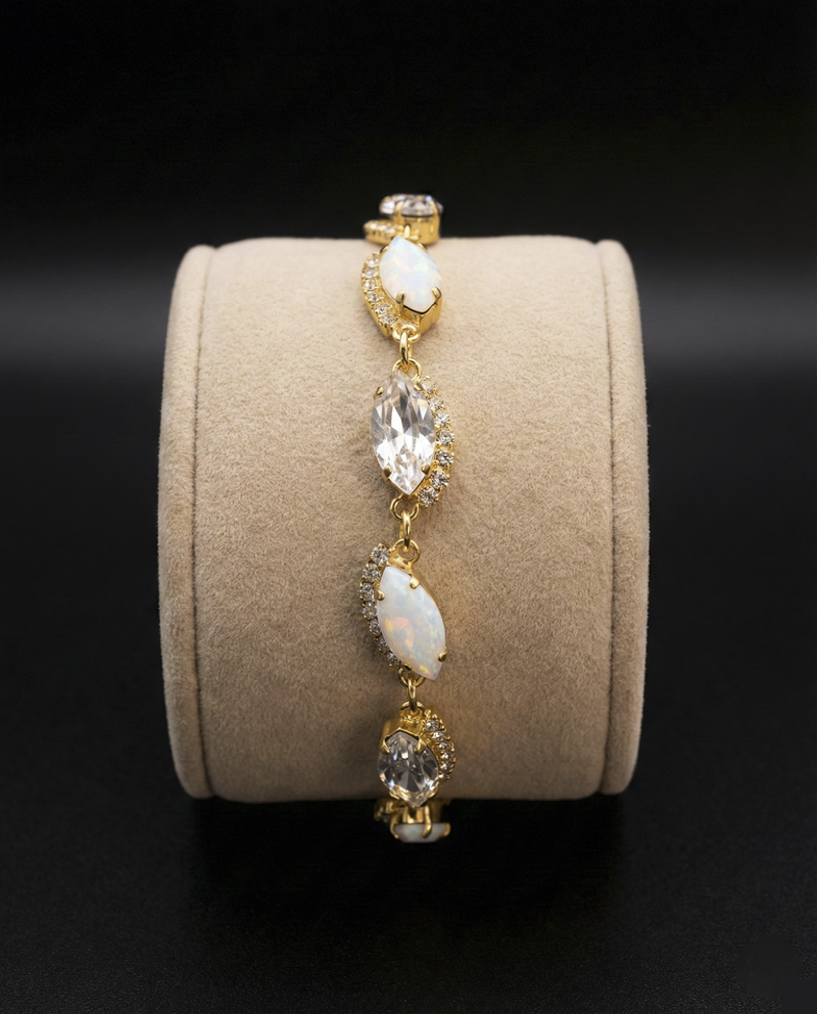 Navette strass bracciale - Oro Giallo - CRYSTAL BIANCO OPALE