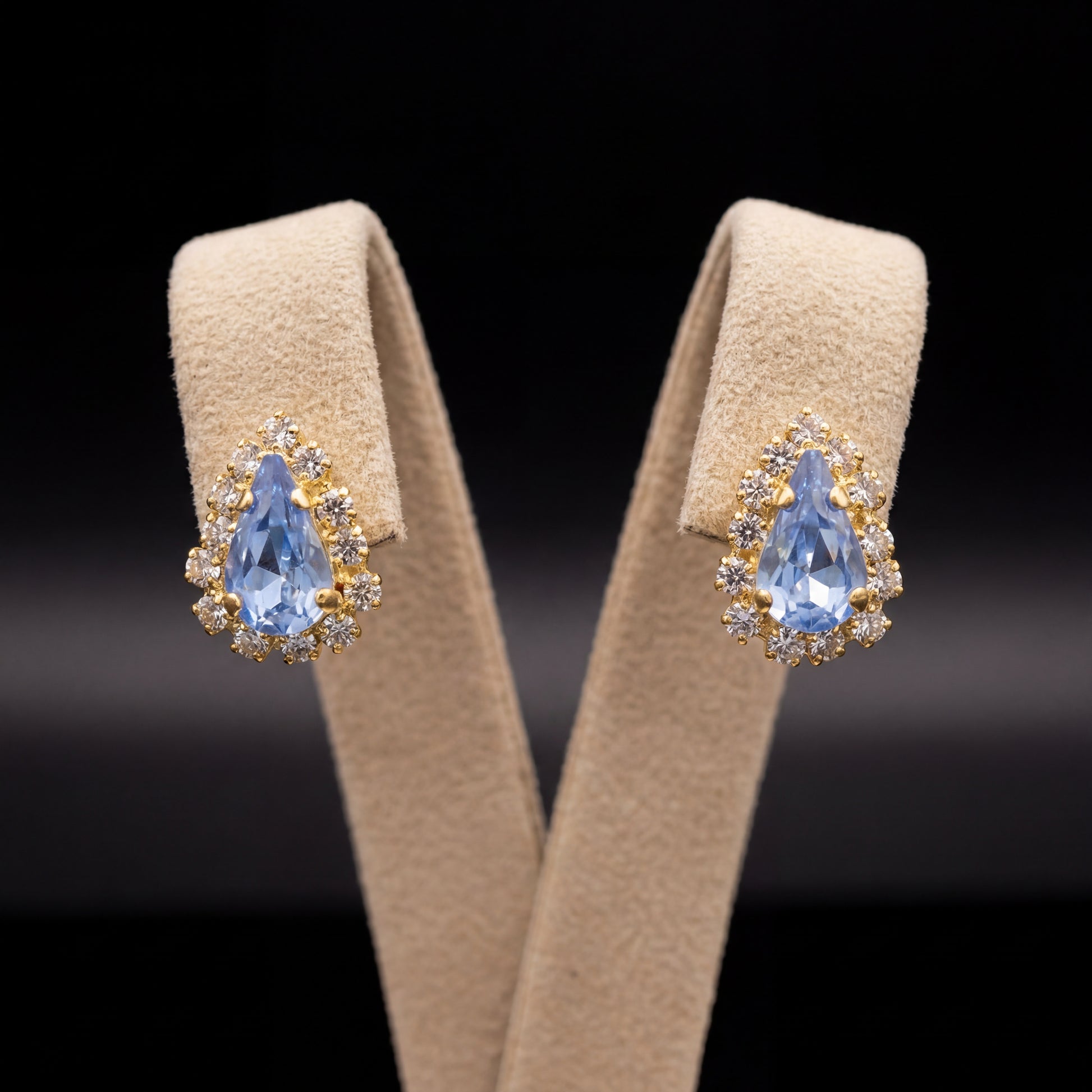 Mini orecchini goccia - Oro Giallo - Azzurro Polvere