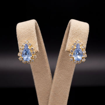 Mini orecchini goccia - Oro Giallo - Azzurro Polvere