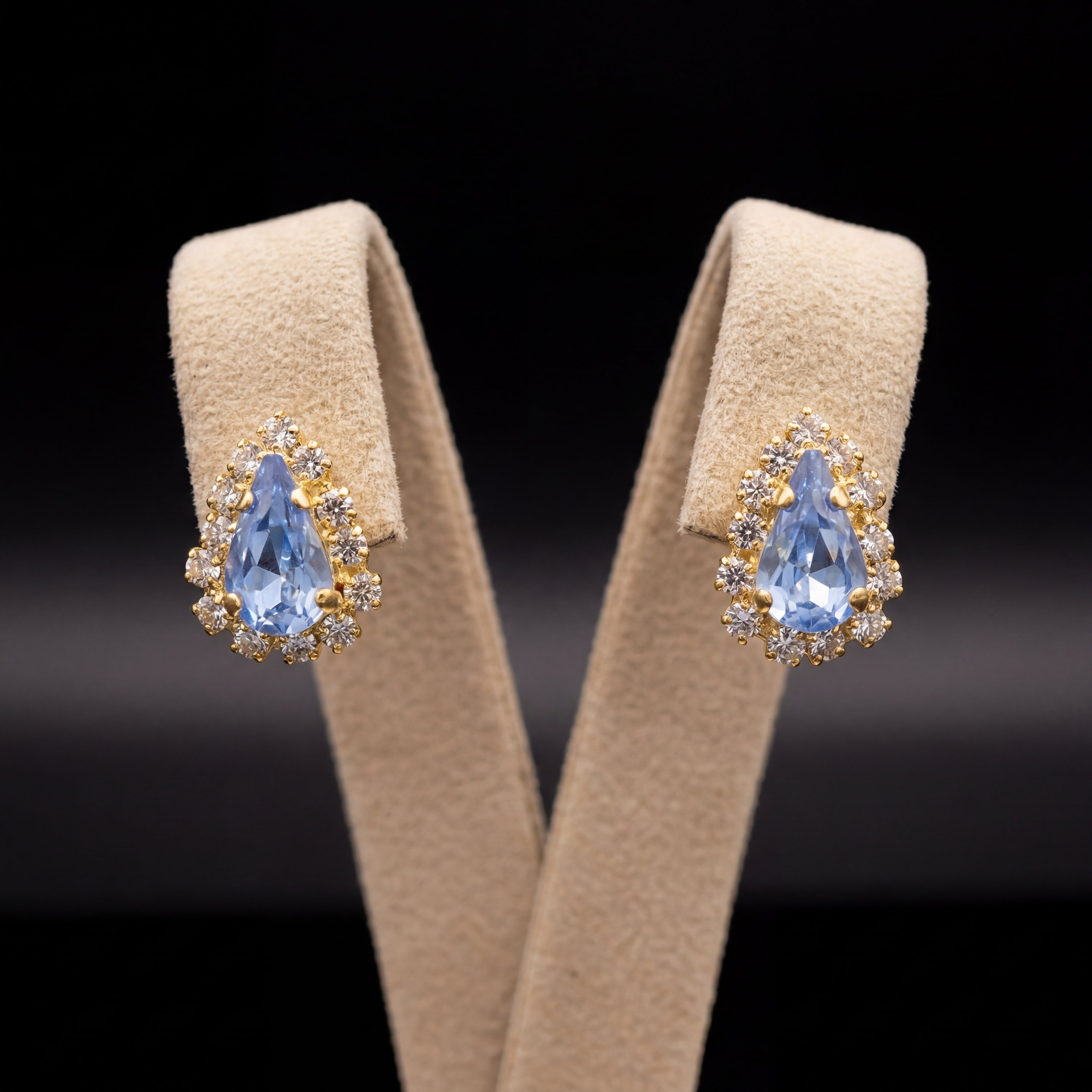 Mini orecchini goccia - Oro Giallo - Azzurro Polvere
