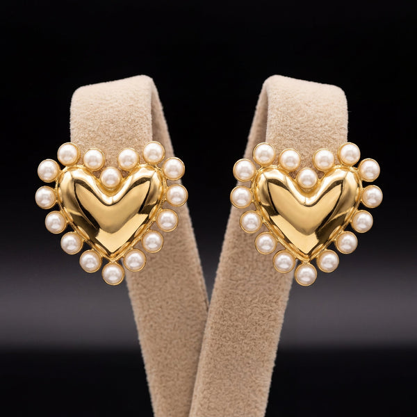 Orecchini Cuore perle - Oro Giallo - Base