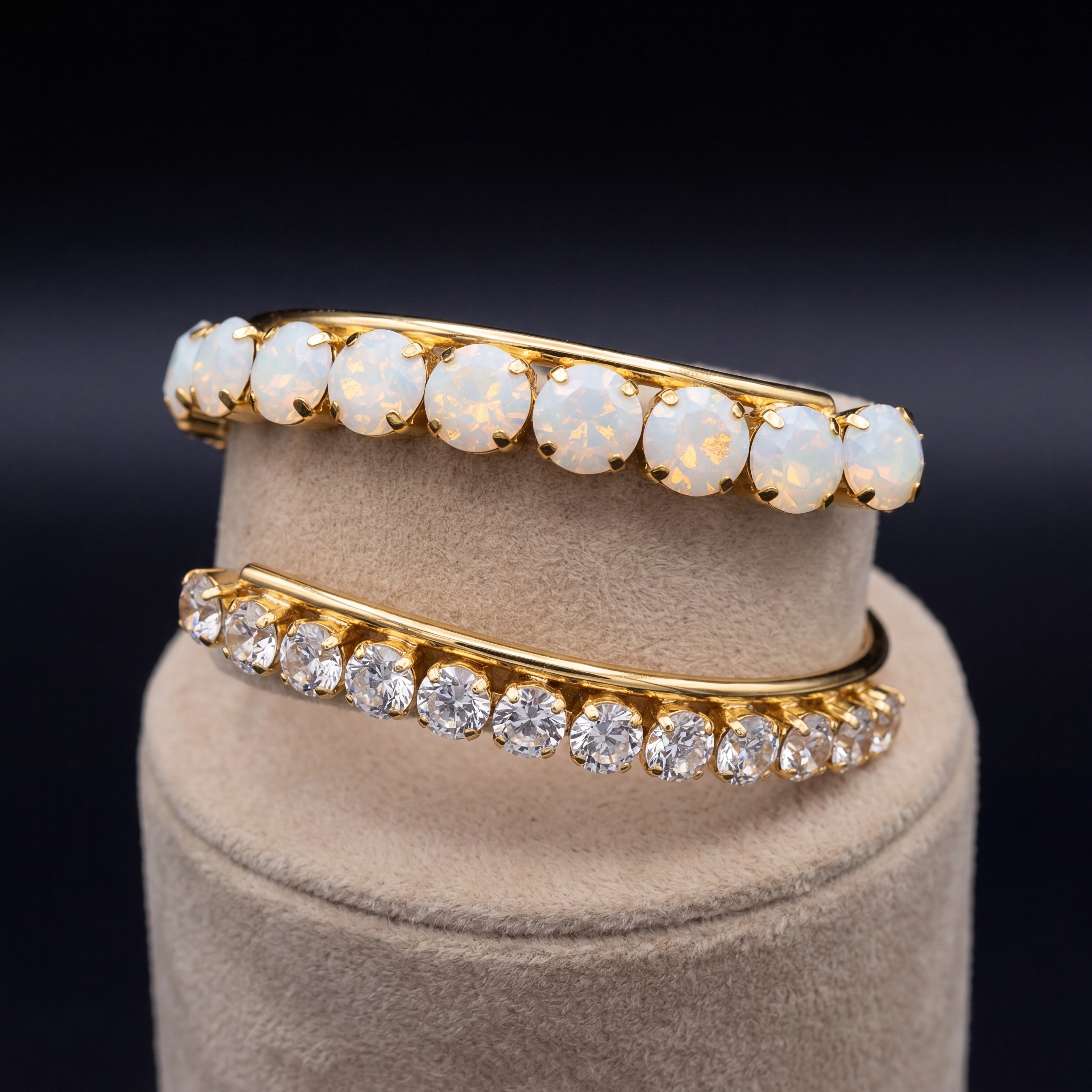 Freya bracciale - Oro Giallo - Bianco Opale Crystal Variante 5