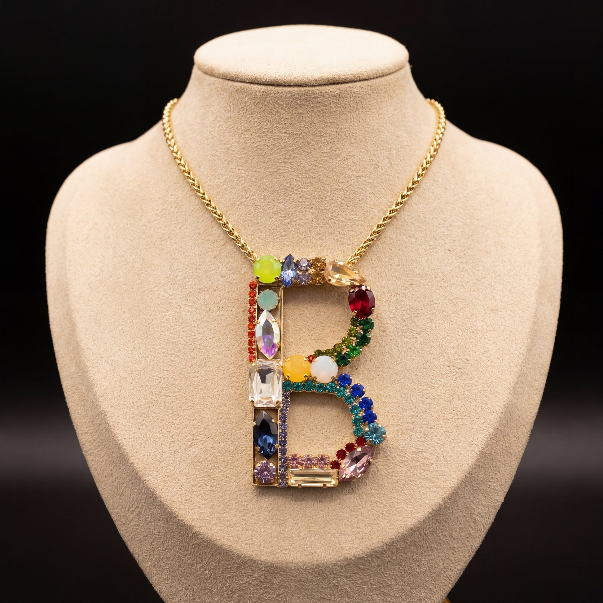 Collana lettera B - Oro Giallo - Collana lettera b   variante 1