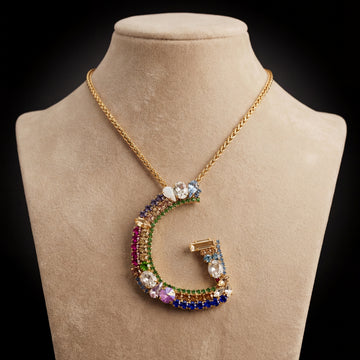Collana lettera G - Oro Giallo - Collana lettera g   variante 1