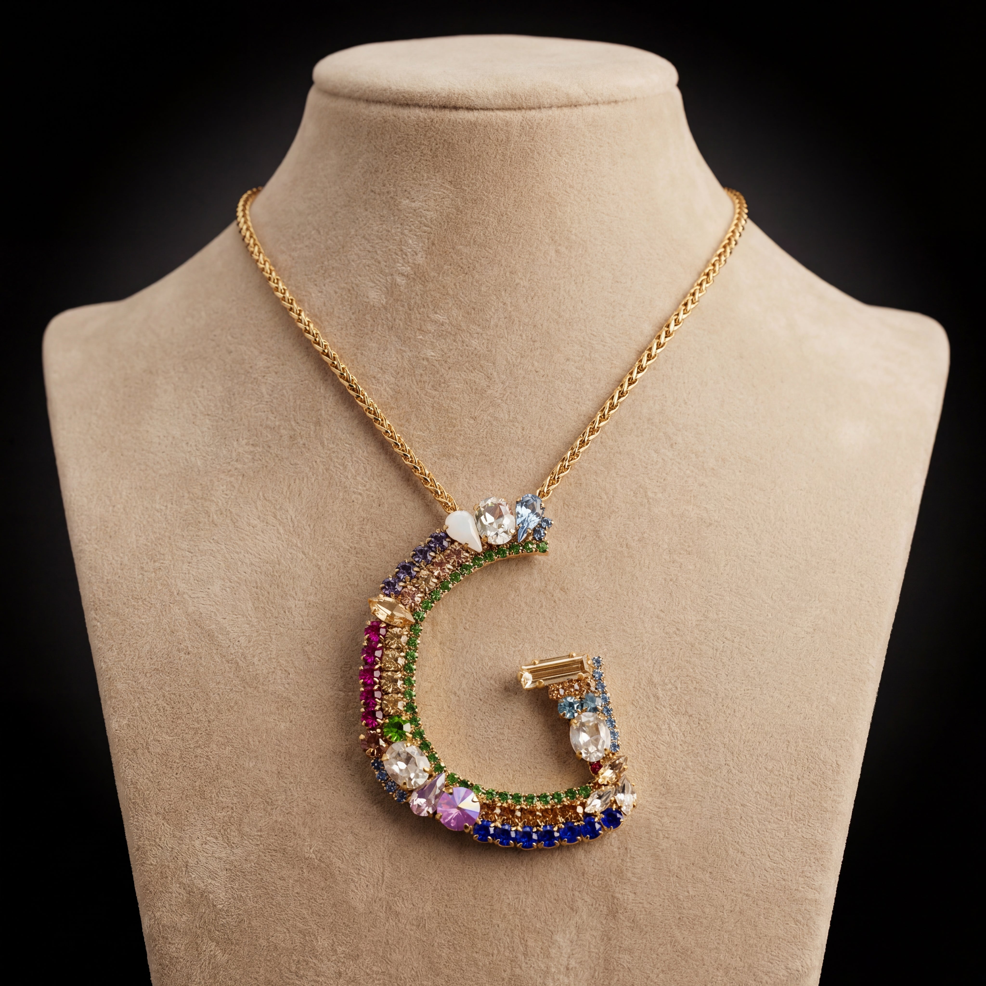 Collana lettera G - Oro Giallo - Collana lettera g   variante 1