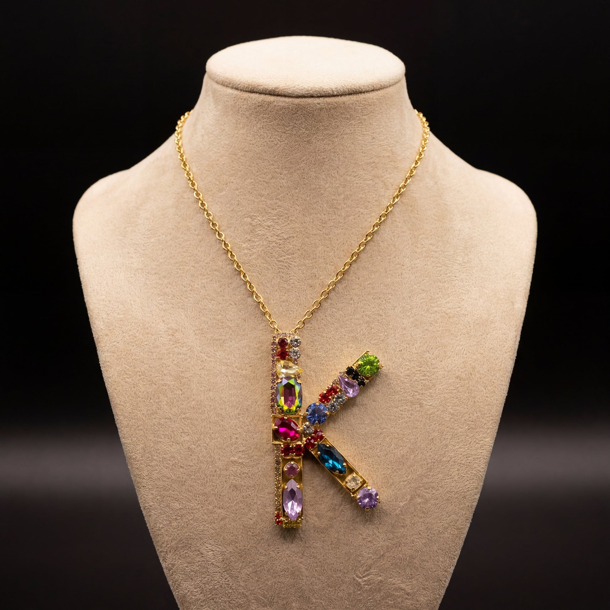 Collana lettera K - Oro Giallo - Collana lettera k   variante 2