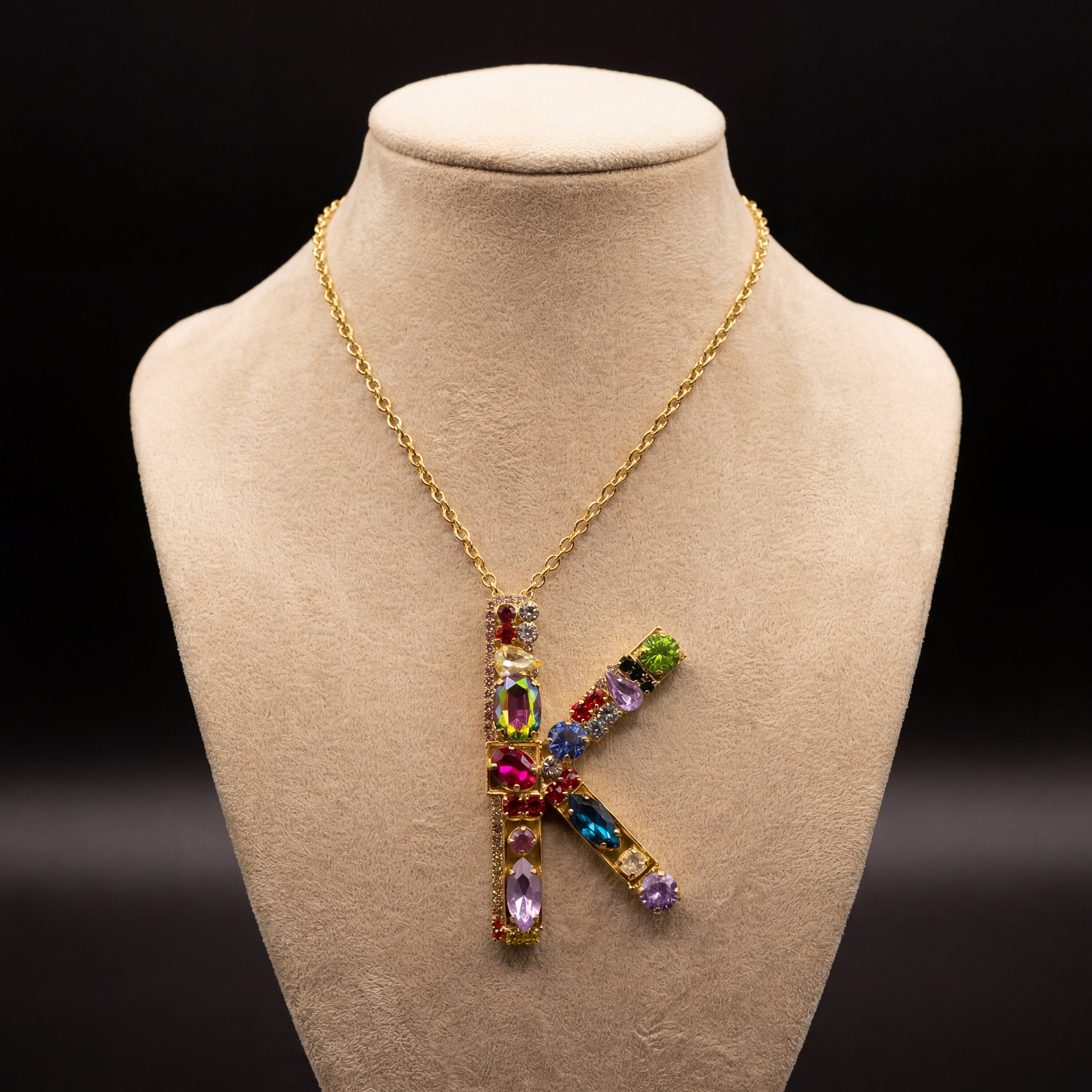 Collana lettera K - Oro Giallo - Collana lettera k   variante 2