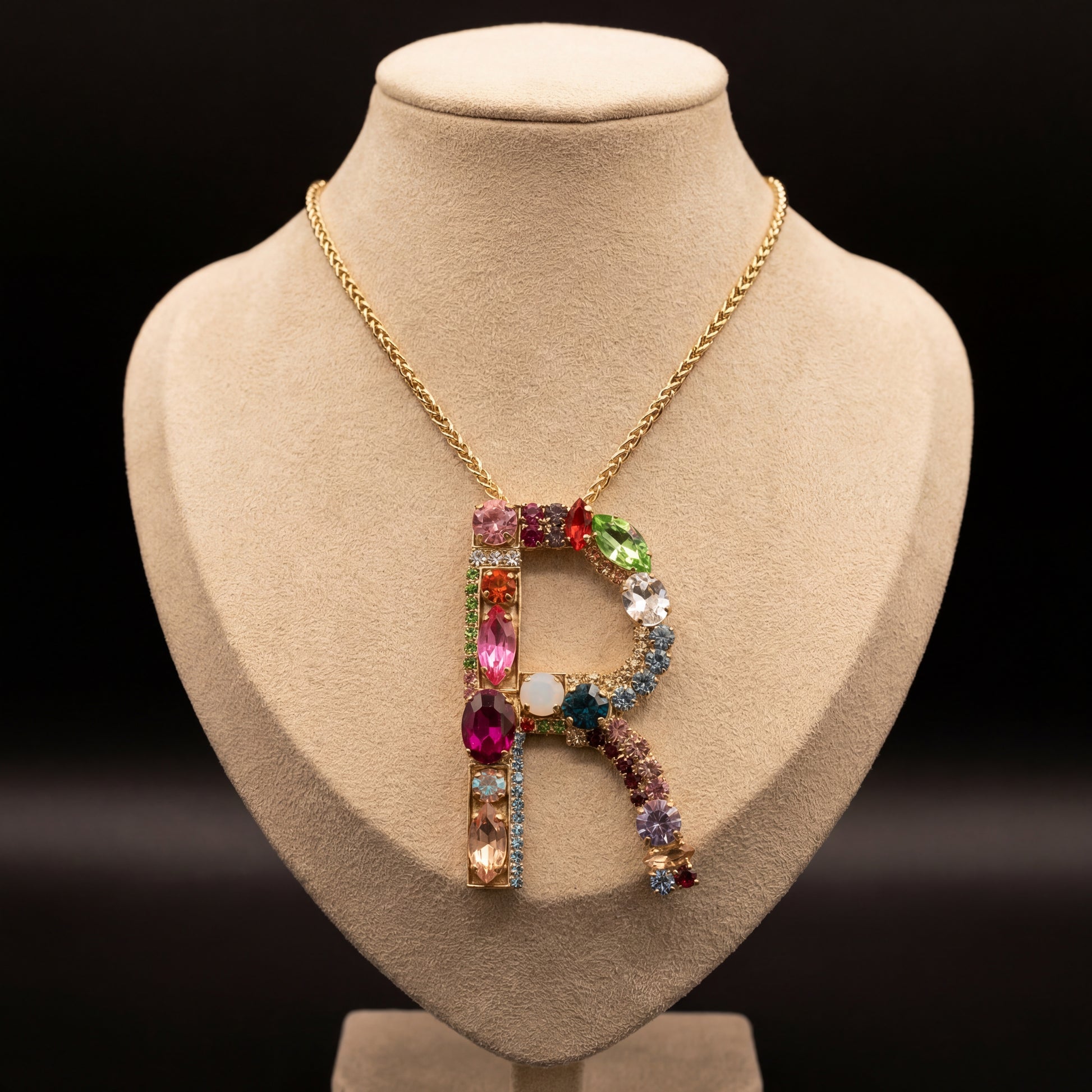 Collana lettera R - Oro Giallo - Collana lettera r  variante 2